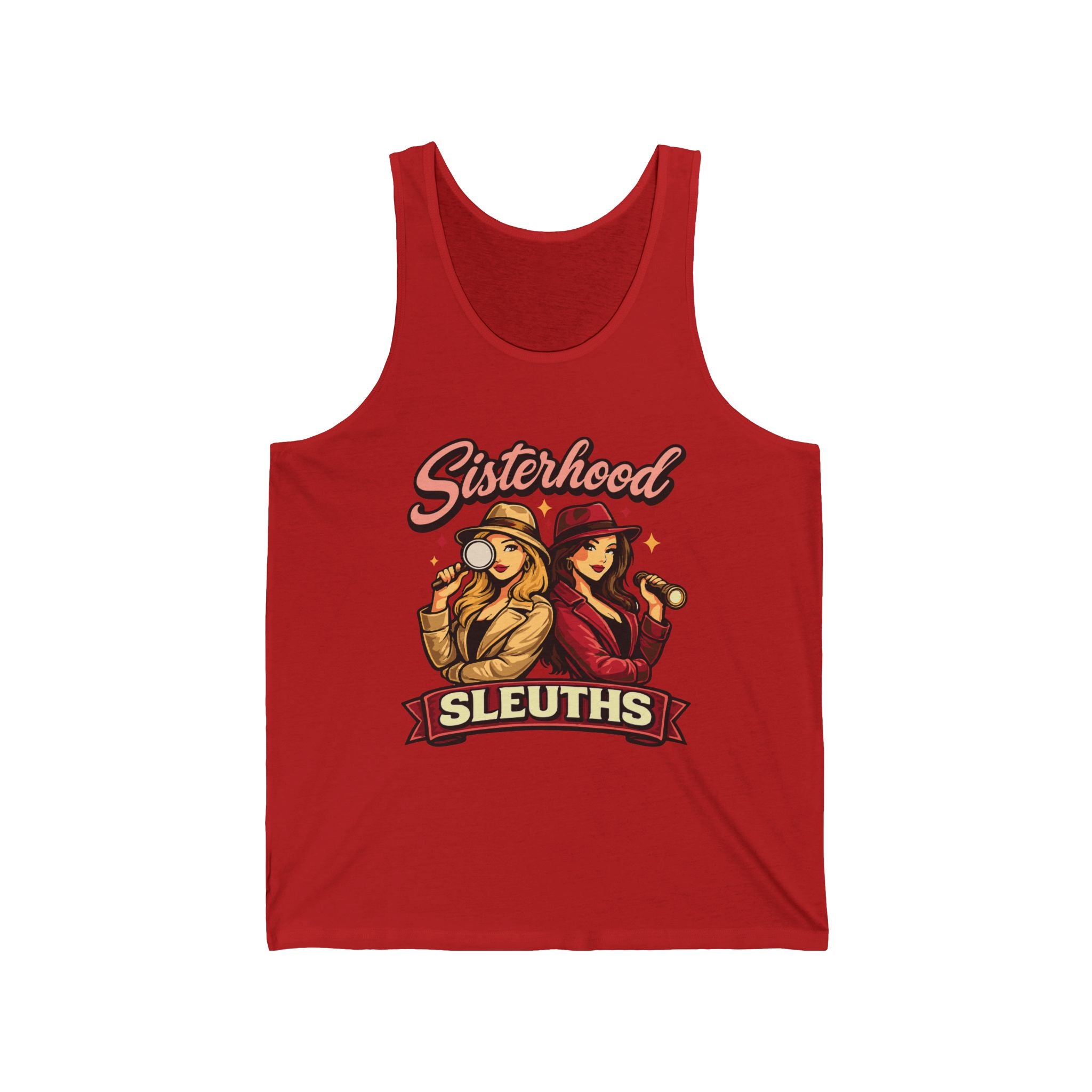 Sisterhood Sleuths Tank Top – Vintage Female Detective Graphic Tank