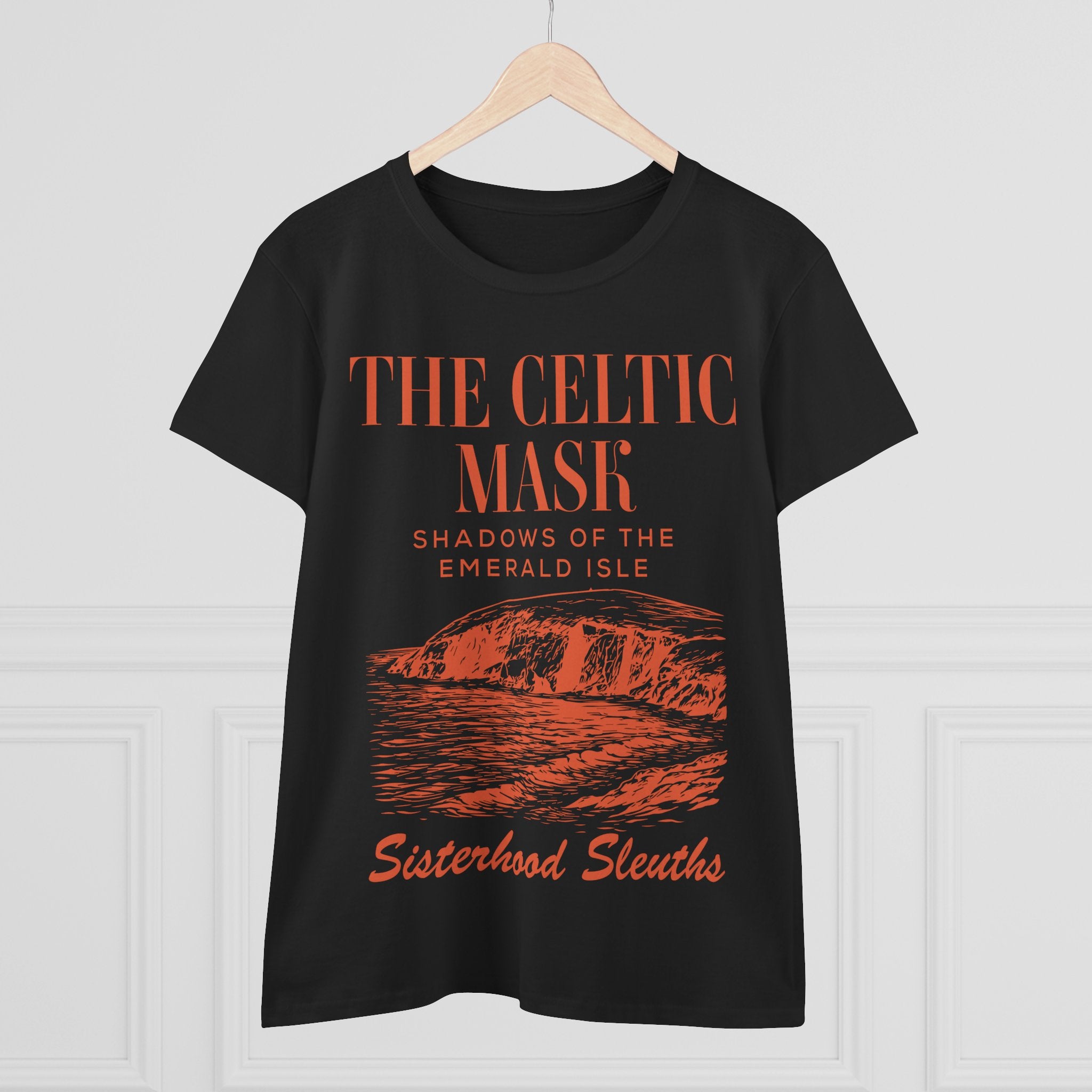 The Celtic Mask Tee — "Sisterhood Sleuths" Irish Mystery Graphic Shirt