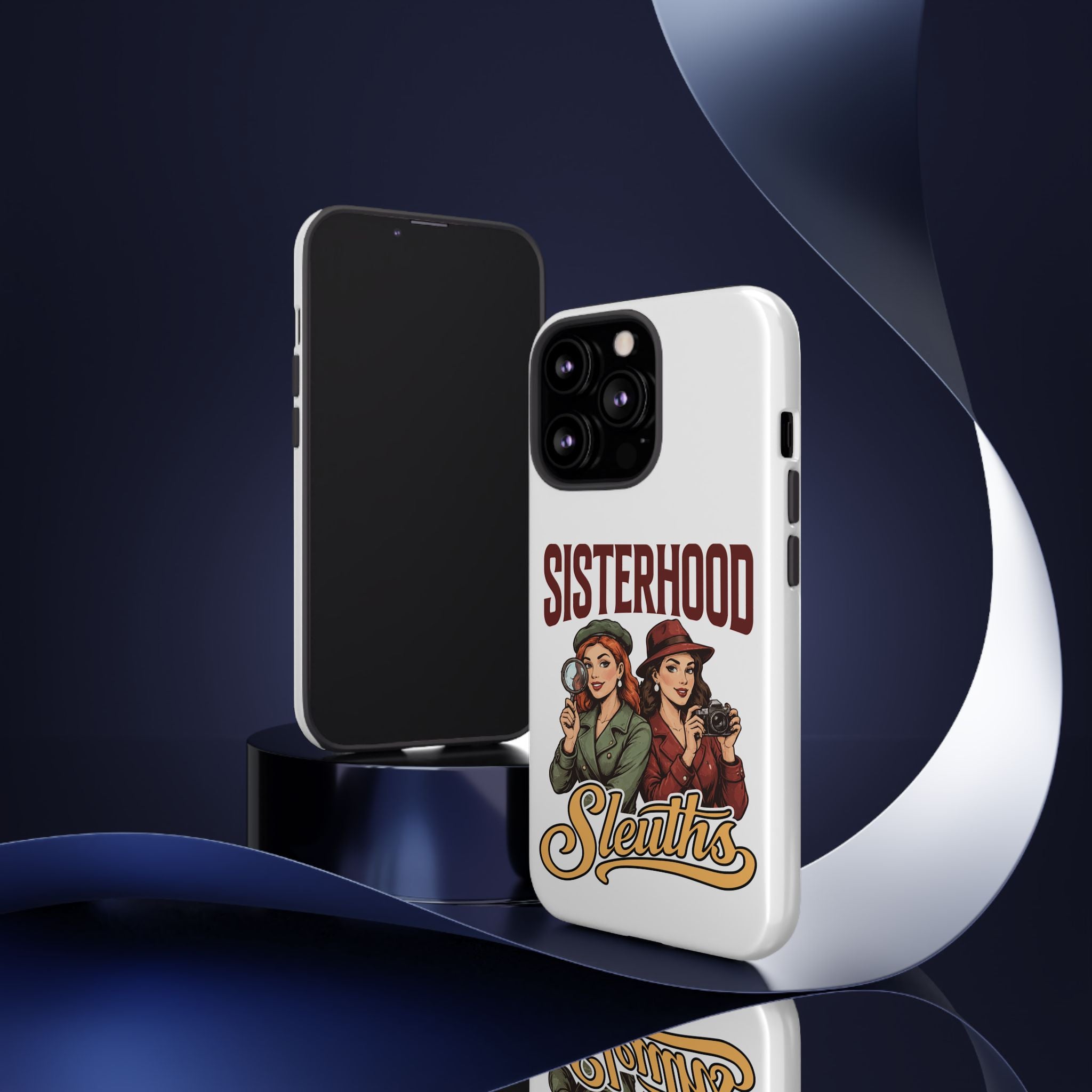 Sisterhood Sleuths Phone Case — Vintage Detective Duo Protective Cover