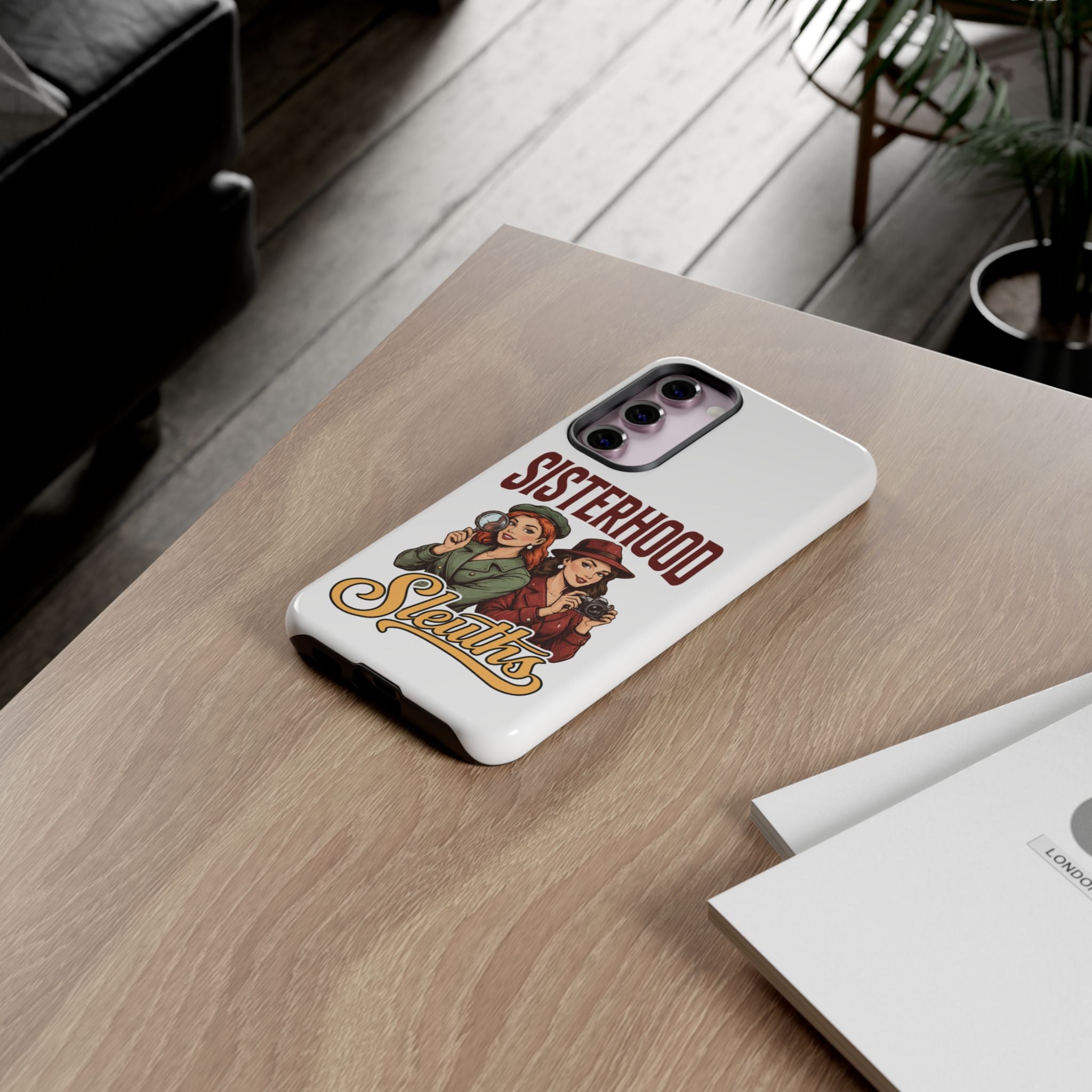 Sisterhood Sleuths Phone Case — Vintage Detective Duo Protective Cover