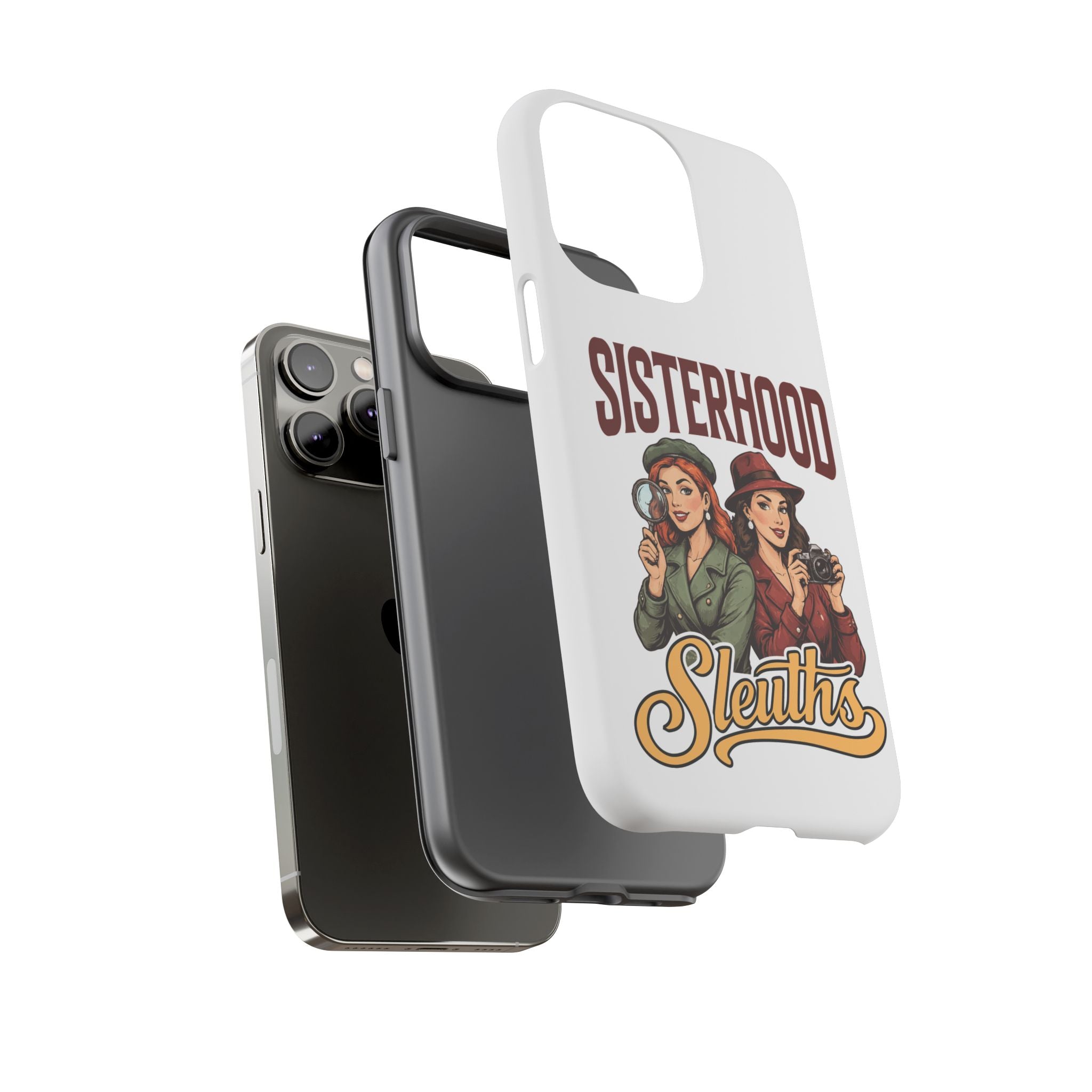 Sisterhood Sleuths Phone Case — Vintage Detective Duo Protective Cover