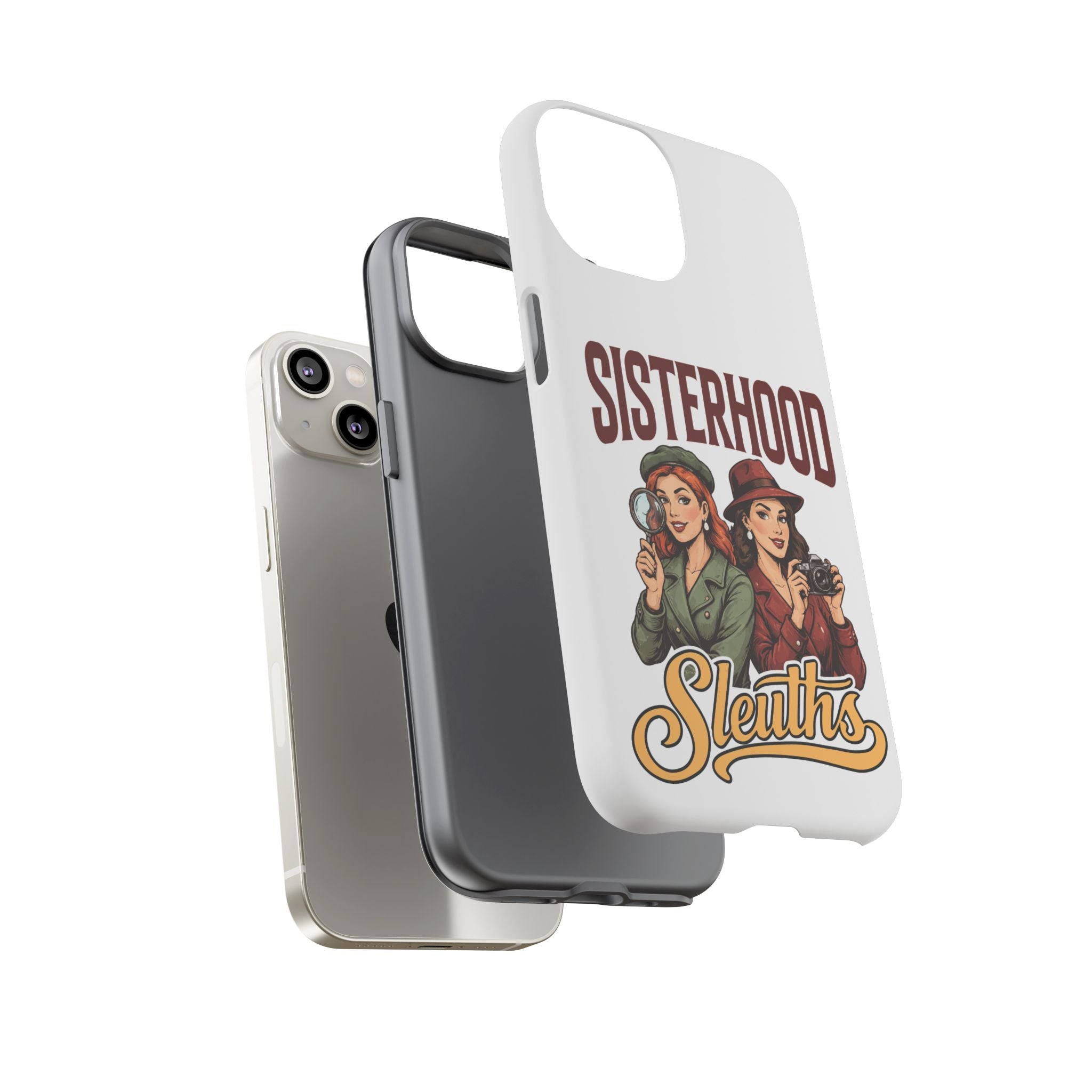 Sisterhood Sleuths Phone Case — Vintage Detective Duo Protective Cover
