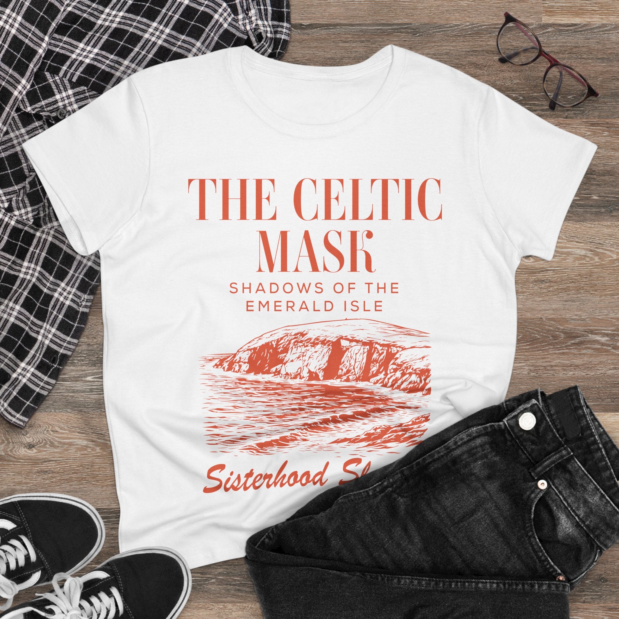 The Celtic Mask Tee — "Sisterhood Sleuths" Irish Mystery Graphic Shirt