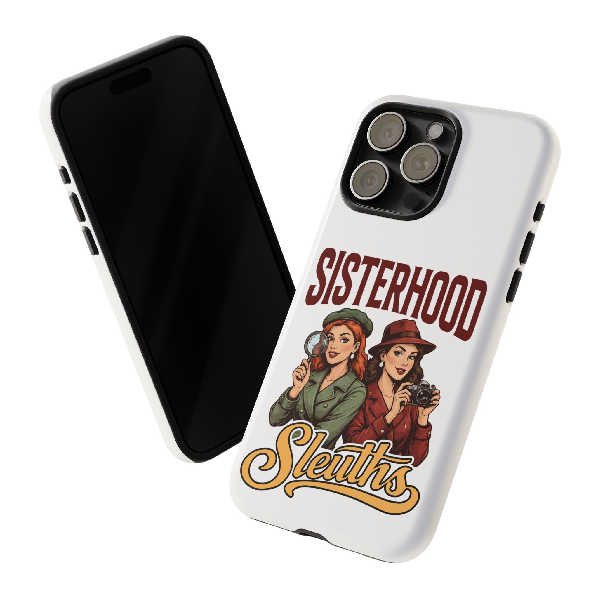 Sisterhood Sleuths Phone Case — Vintage Detective Duo Protective Cover