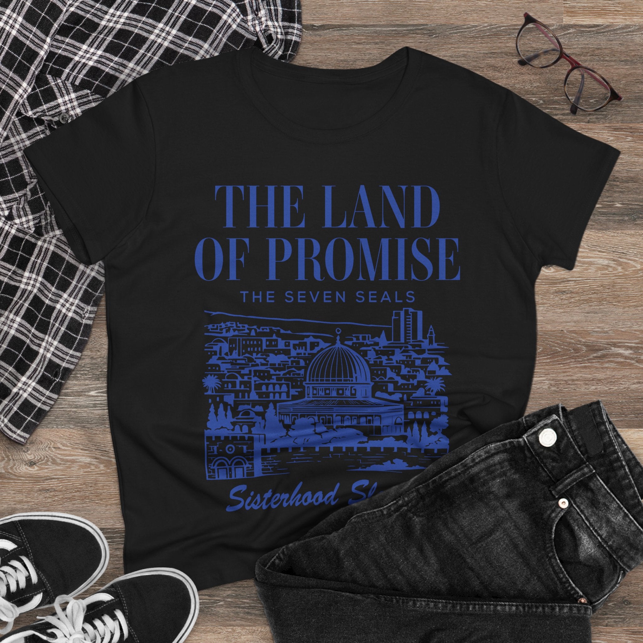 The Land of Promise Tee — "The Seven Seals" Sisterhood Sleuths Graphic Shirt