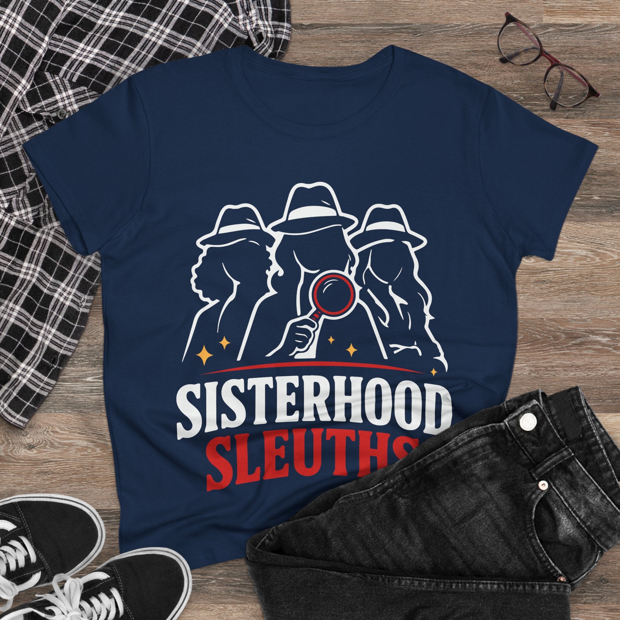 Sisterhood Sleuths Women's Tee - Detective Squad Graphic T-Shirt