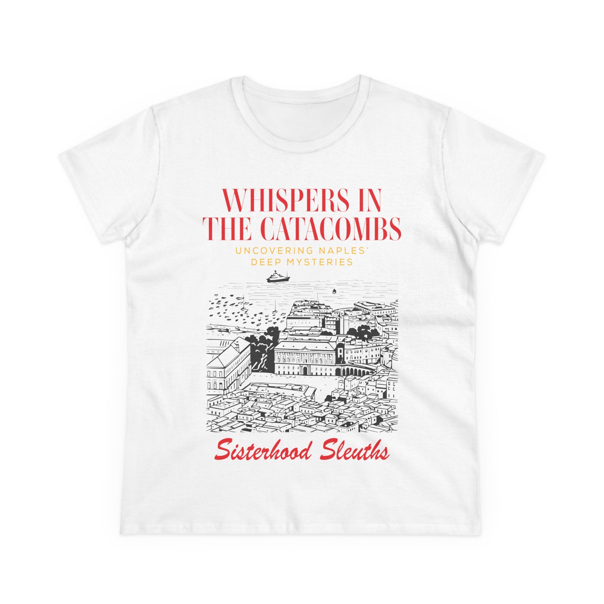 Whispers in the Catacombs Tee — Sisterhood Sleuths Mystery Book Shirt