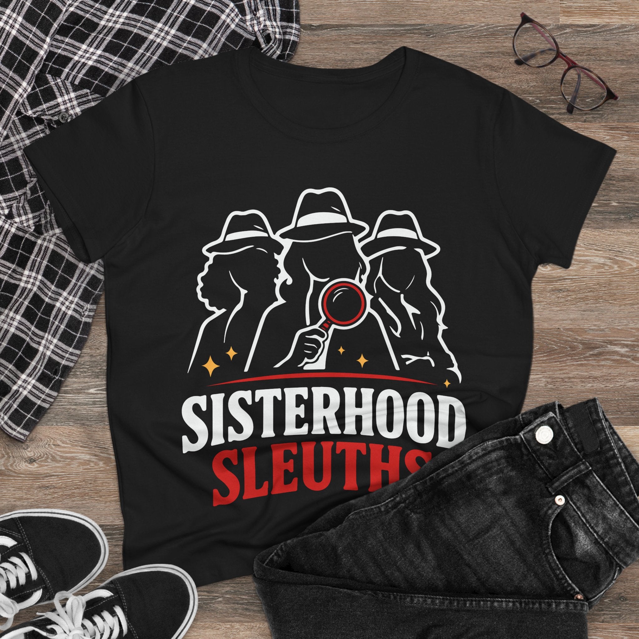 Sisterhood Sleuths Women's Tee - Detective Squad Graphic T-Shirt