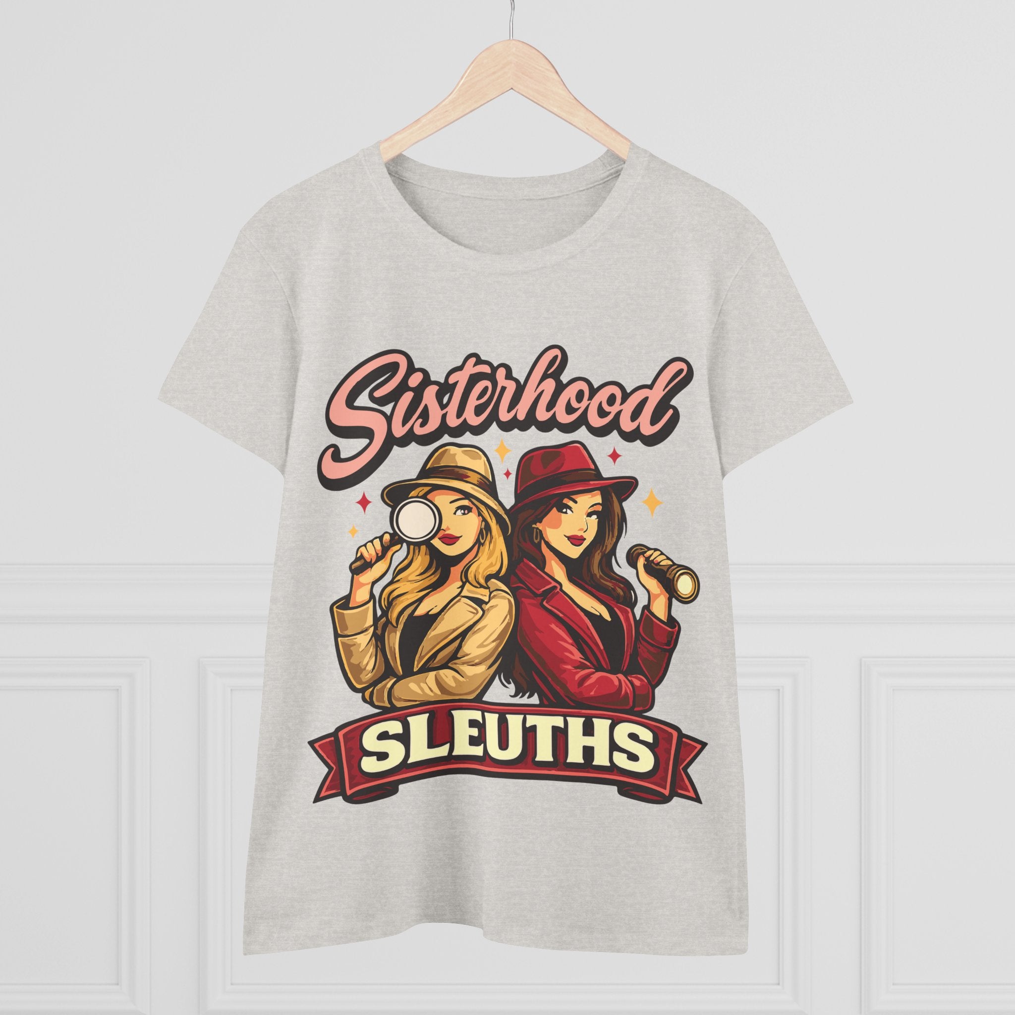 Sisterhood Sleuths Women's Tee — Retro Detective Graphic Shirt