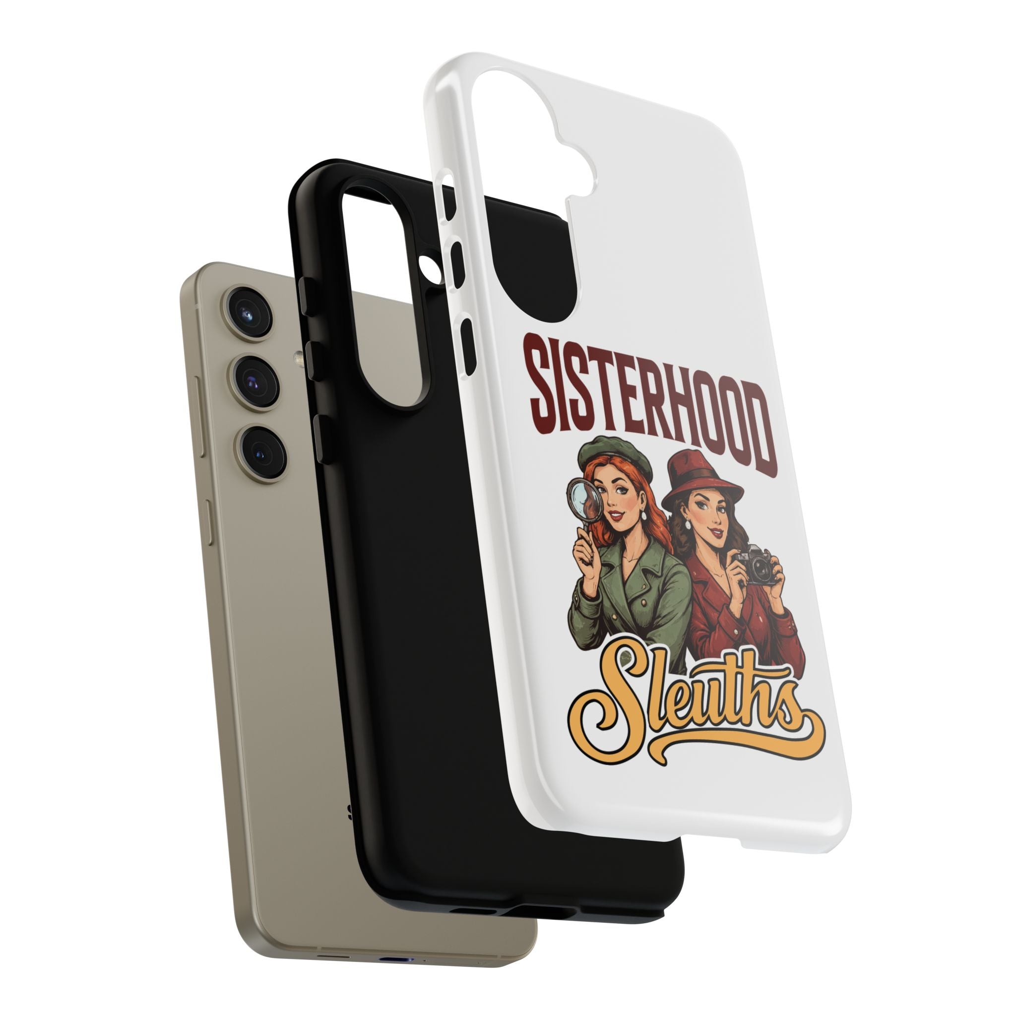 Sisterhood Sleuths Phone Case — Vintage Detective Duo Protective Cover