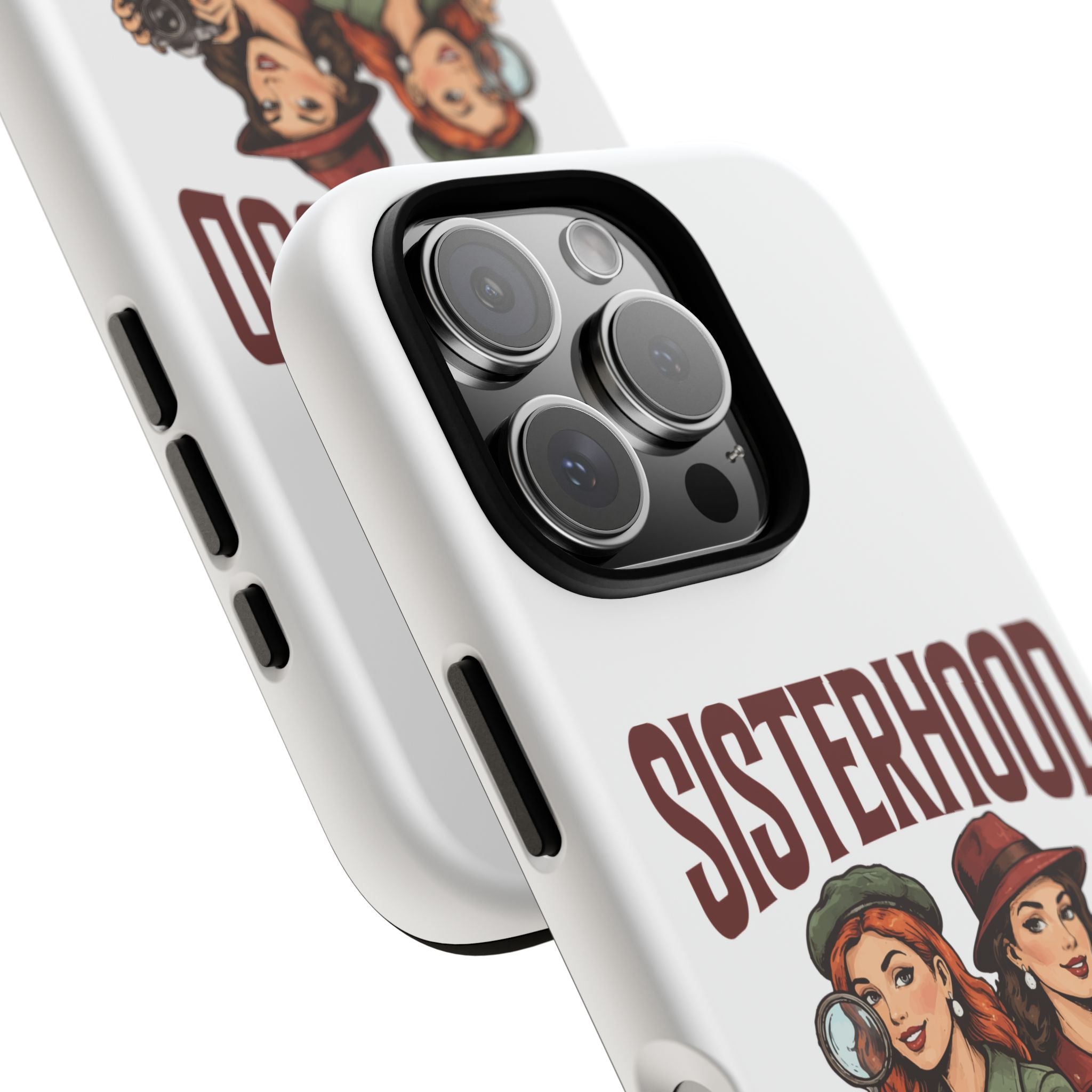 Sisterhood Sleuths Phone Case — Vintage Detective Duo Protective Cover