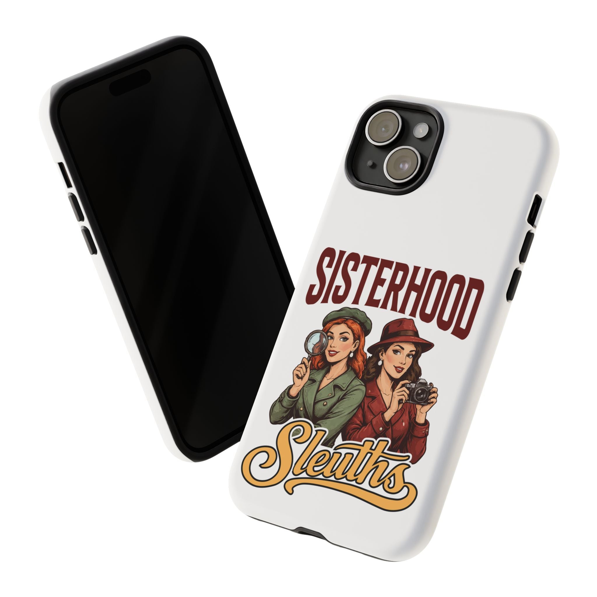 Sisterhood Sleuths Phone Case — Vintage Detective Duo Protective Cover