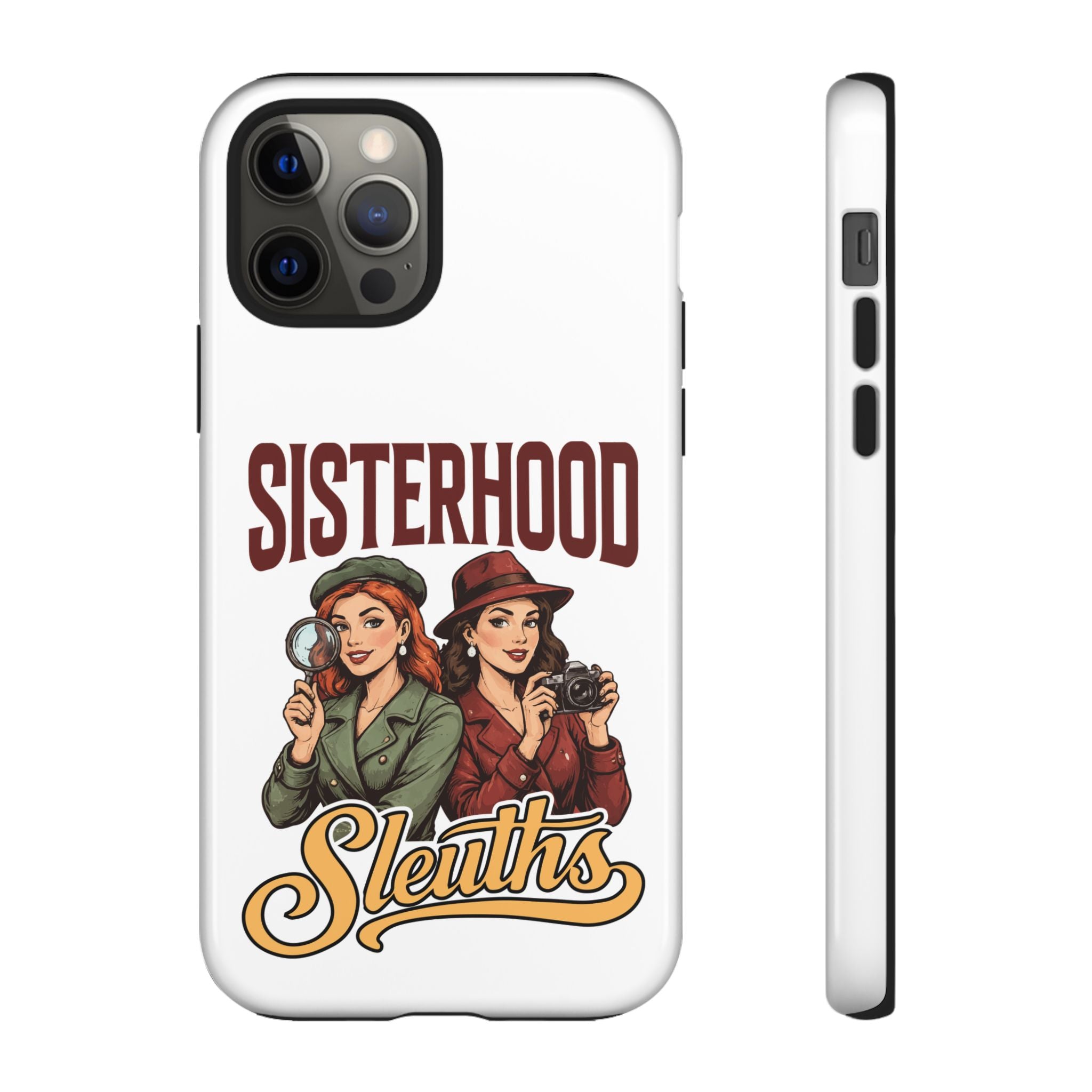 Sisterhood Sleuths Phone Case — Vintage Detective Duo Protective Cover