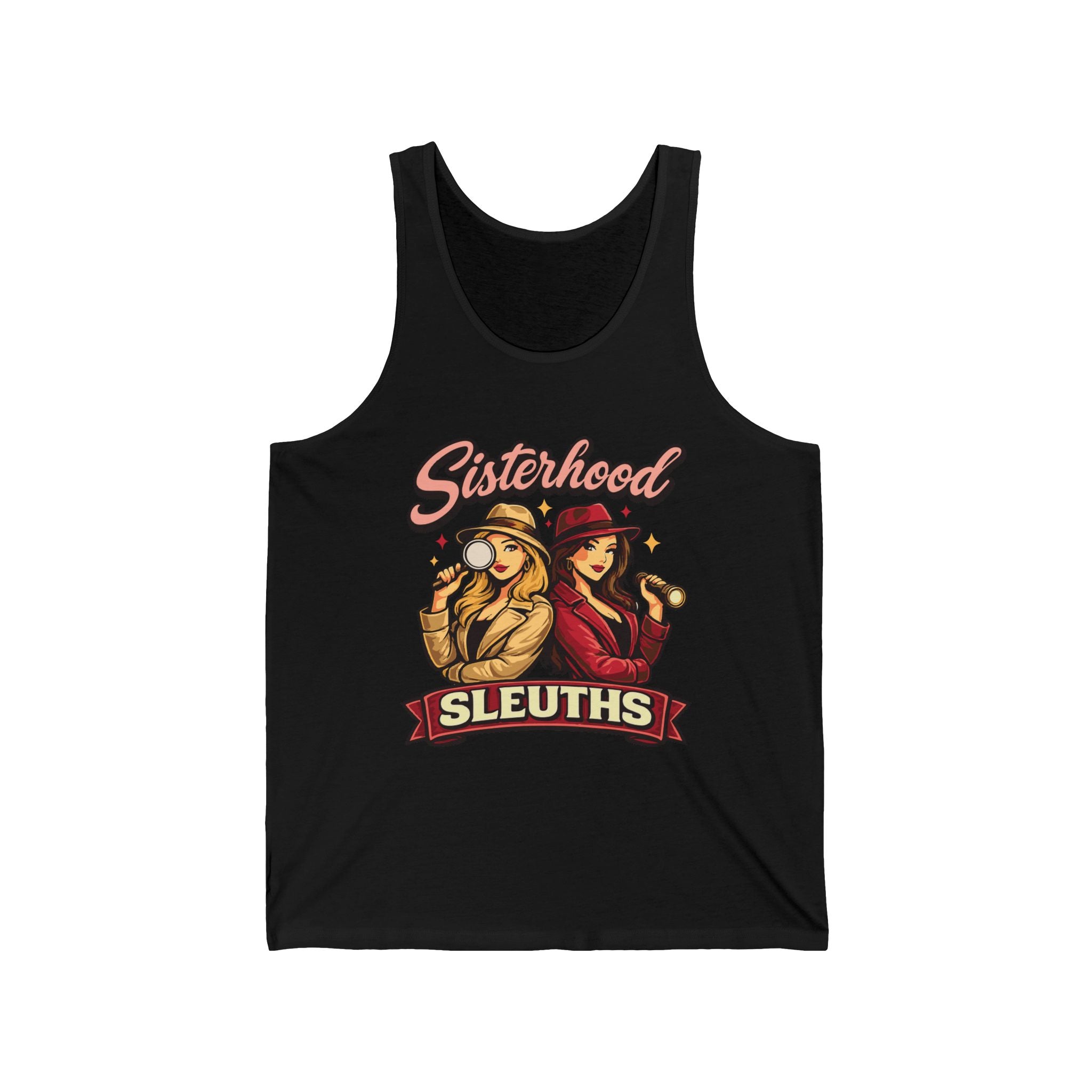 Sisterhood Sleuths Tank Top – Vintage Female Detective Graphic Tank