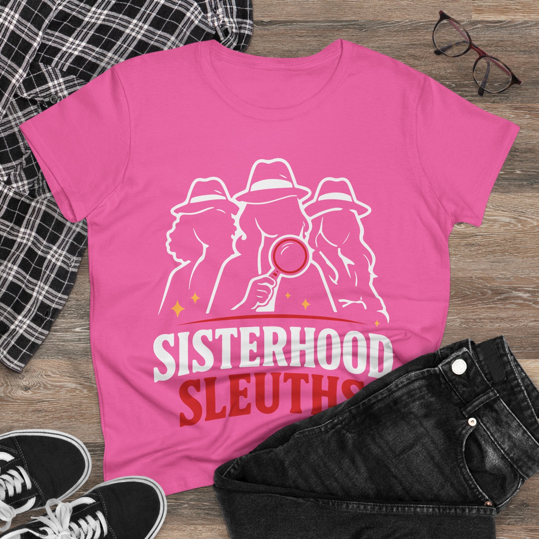 Sisterhood Sleuths Women's Tee - Detective Squad Graphic T-Shirt