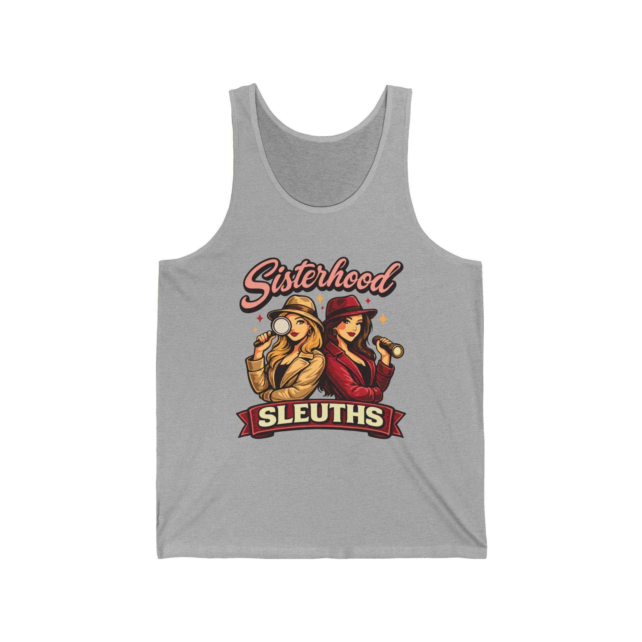 Sisterhood Sleuths Tank Top – Vintage Female Detective Graphic Tank