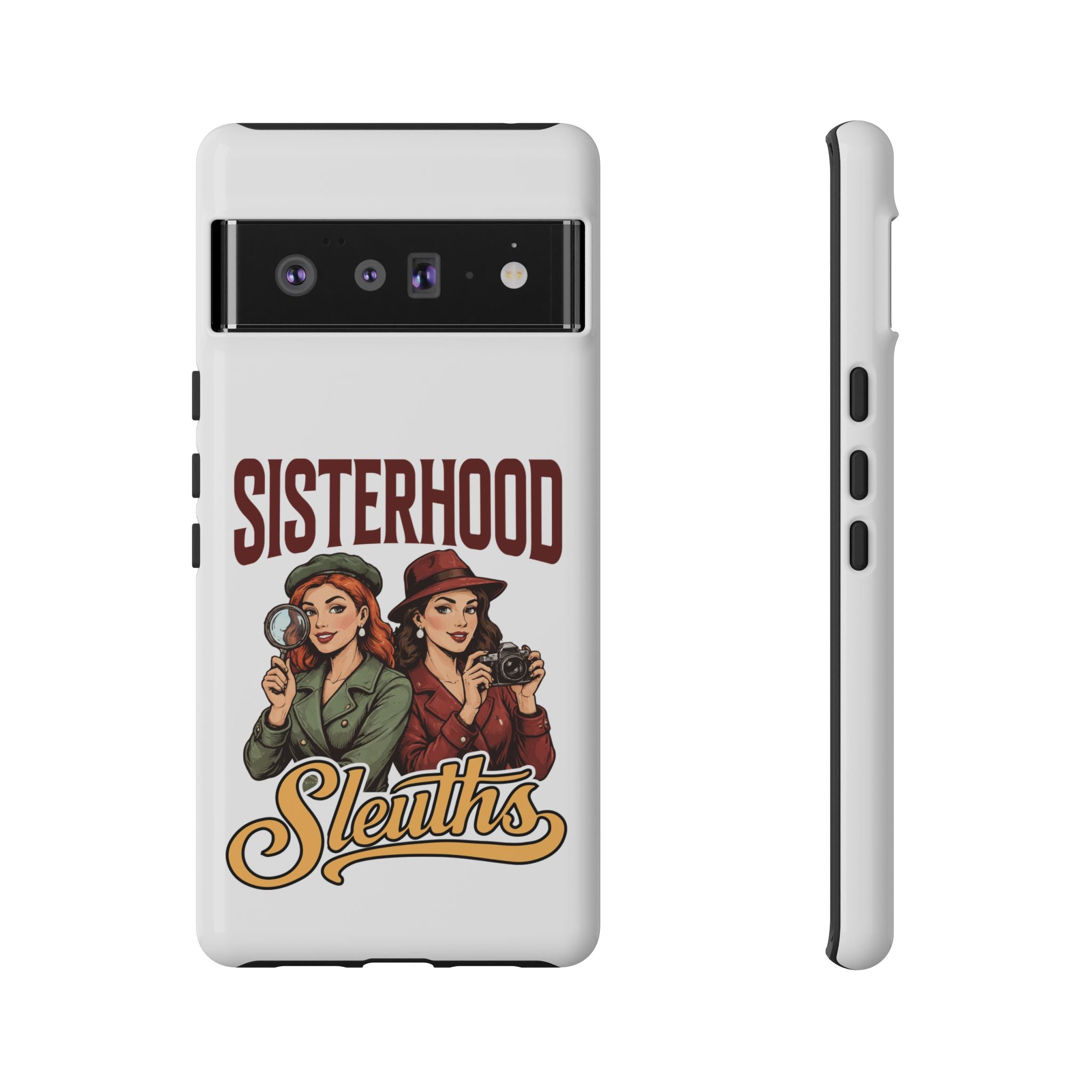 Sisterhood Sleuths Phone Case — Vintage Detective Duo Protective Cover