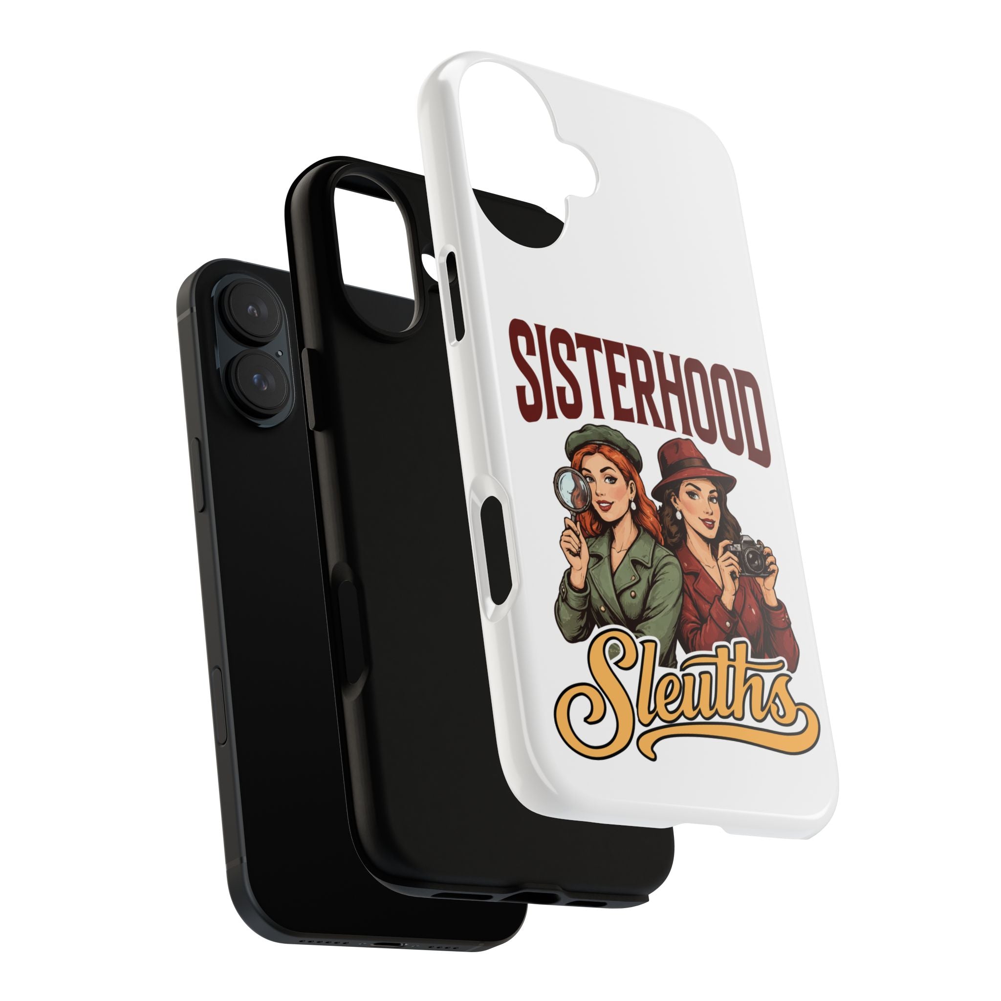Sisterhood Sleuths Phone Case — Vintage Detective Duo Protective Cover