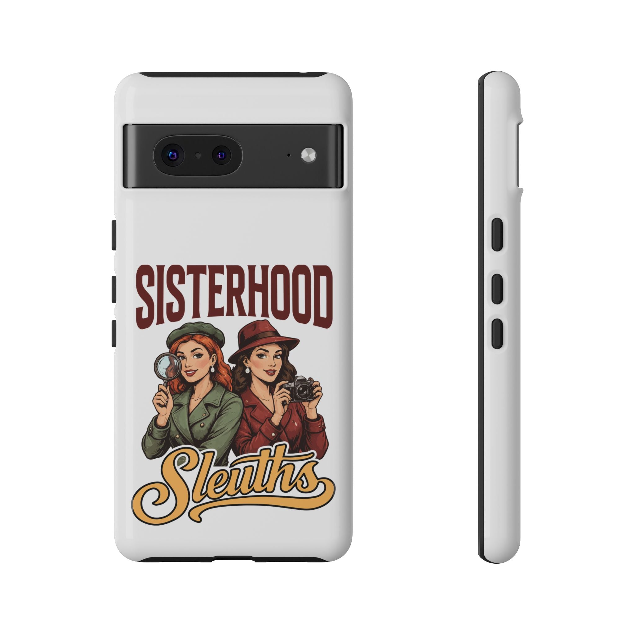 Sisterhood Sleuths Phone Case — Vintage Detective Duo Protective Cover