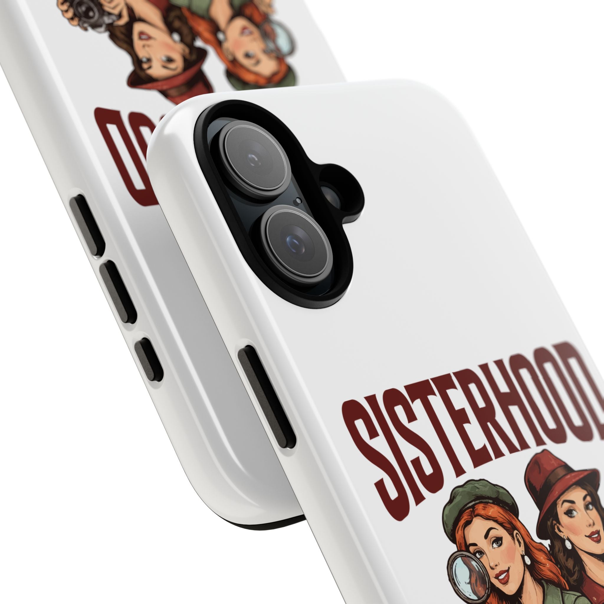 Sisterhood Sleuths Phone Case — Vintage Detective Duo Protective Cover