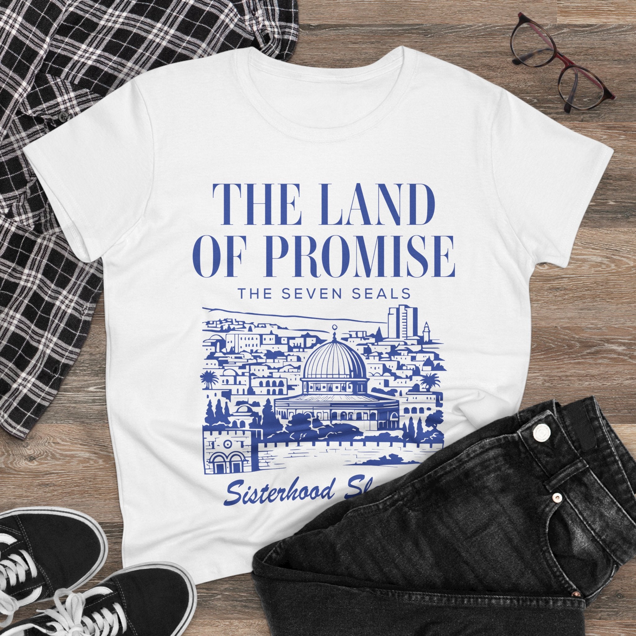 The Land of Promise Tee — "The Seven Seals" Sisterhood Sleuths Graphic Shirt