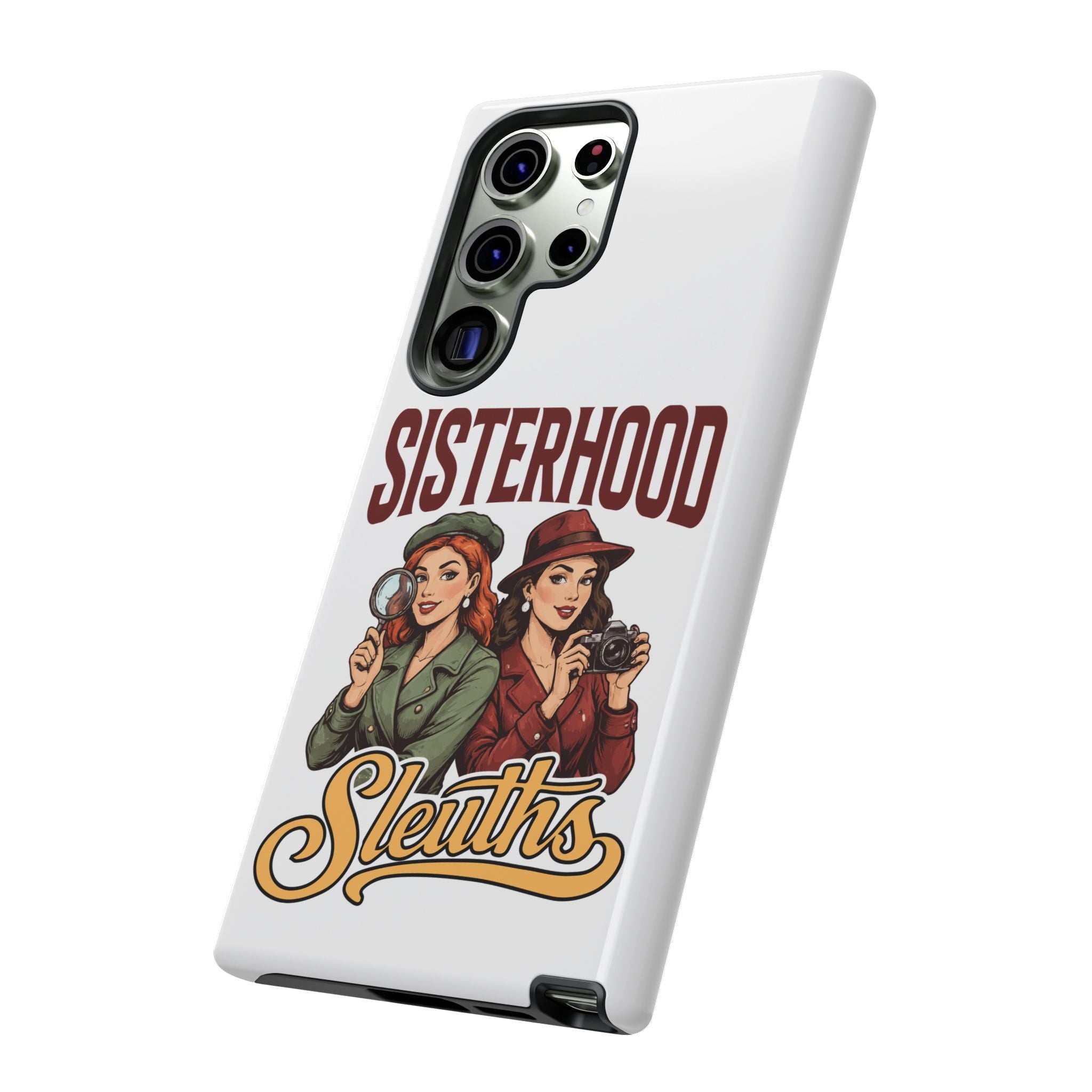 Sisterhood Sleuths Phone Case — Vintage Detective Duo Protective Cover