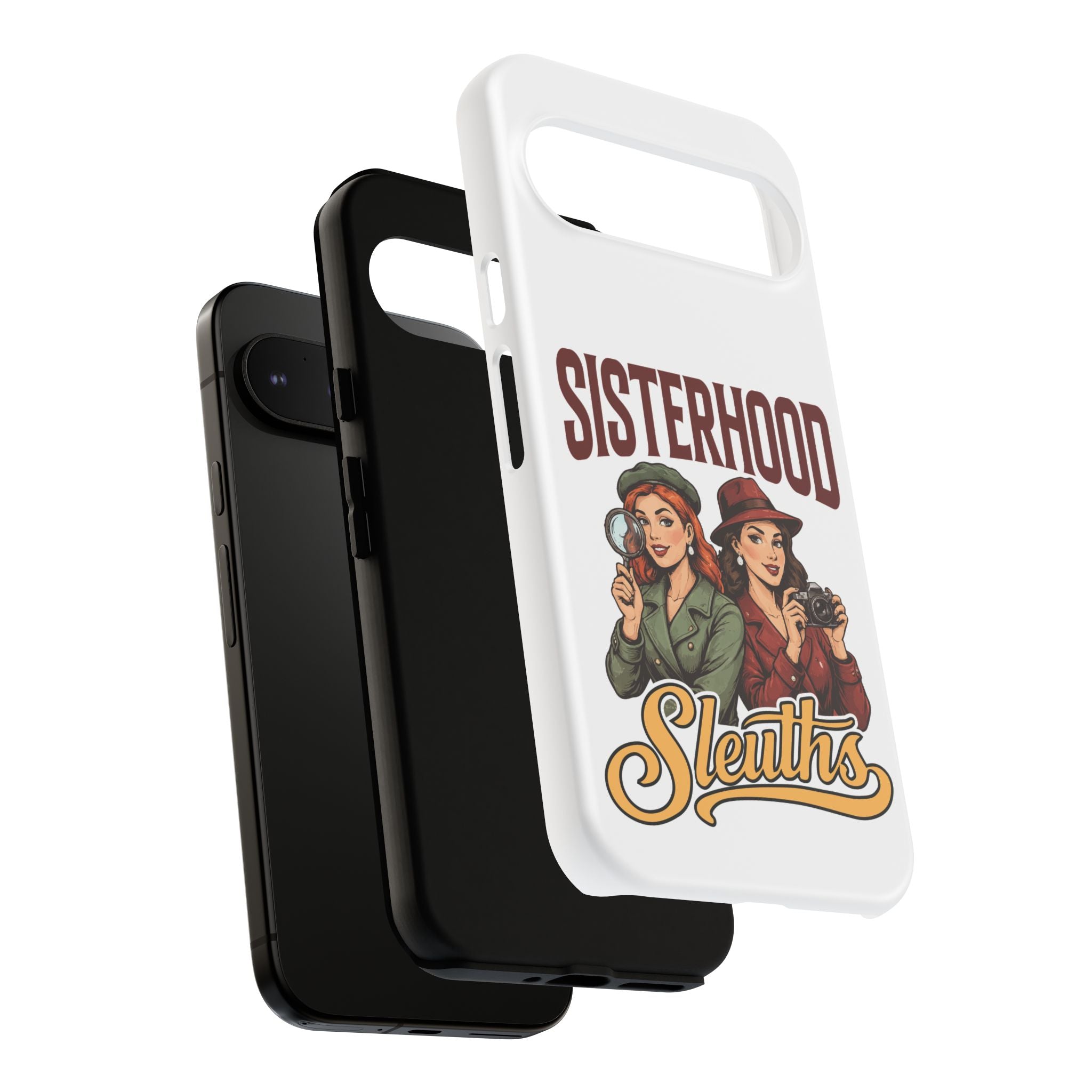 Sisterhood Sleuths Phone Case — Vintage Detective Duo Protective Cover
