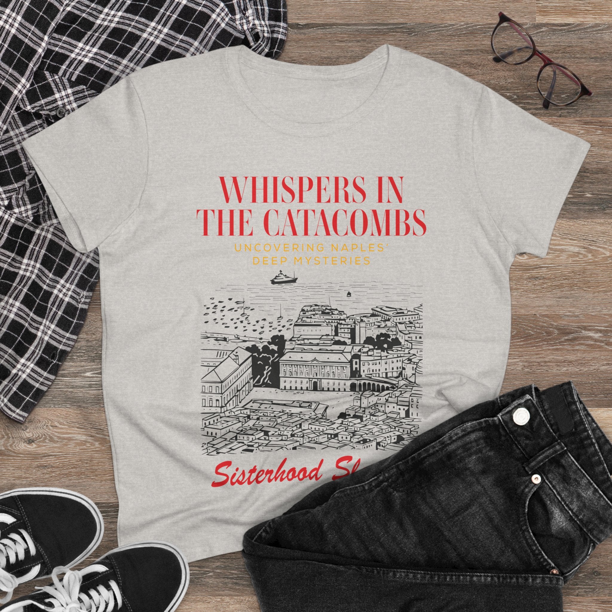 Whispers in the Catacombs Tee — Sisterhood Sleuths Mystery Book Shirt