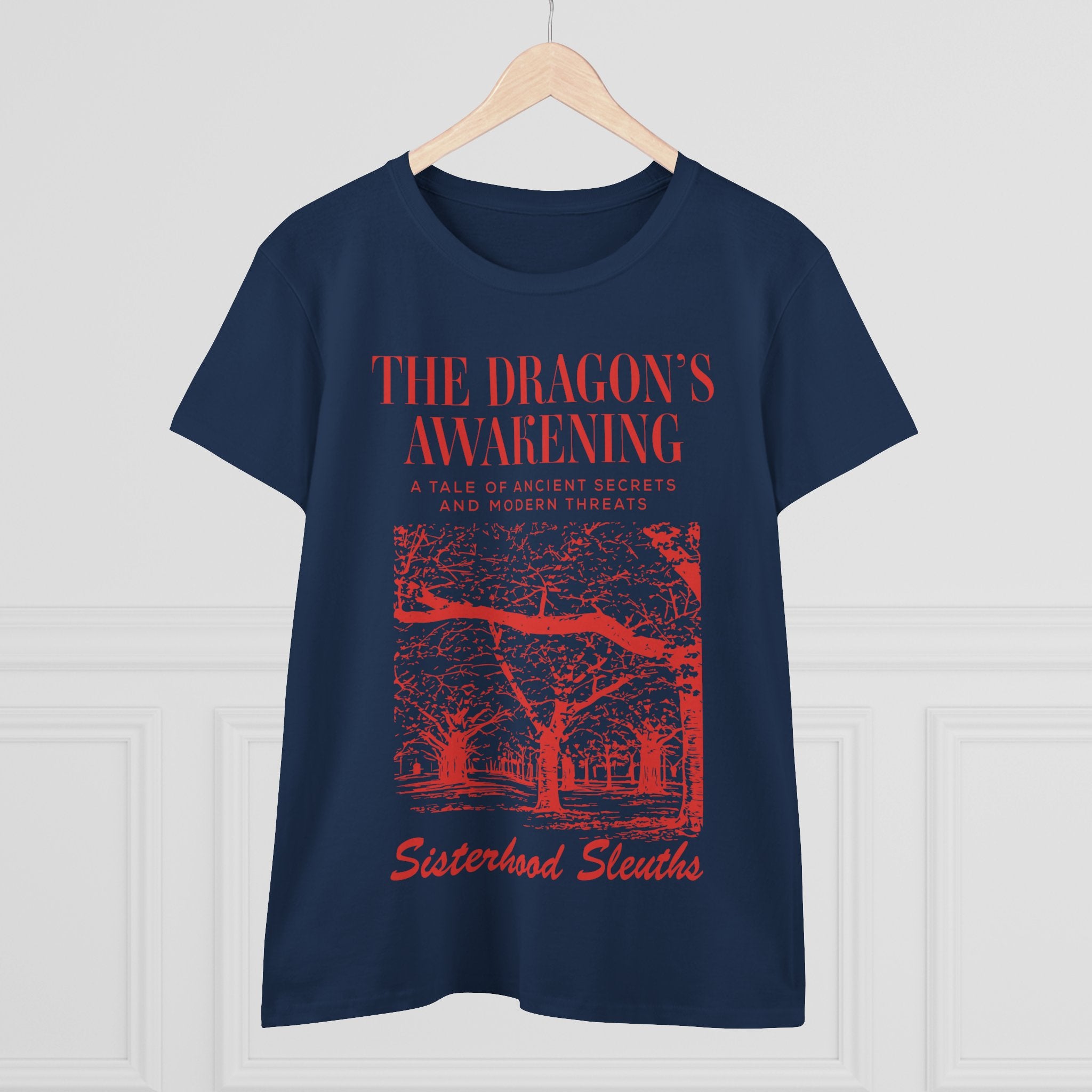 The Dragon’s Awakening Sisterhood Sleuths Tee — Vintage Mystery Book Cover Graphic Shirt