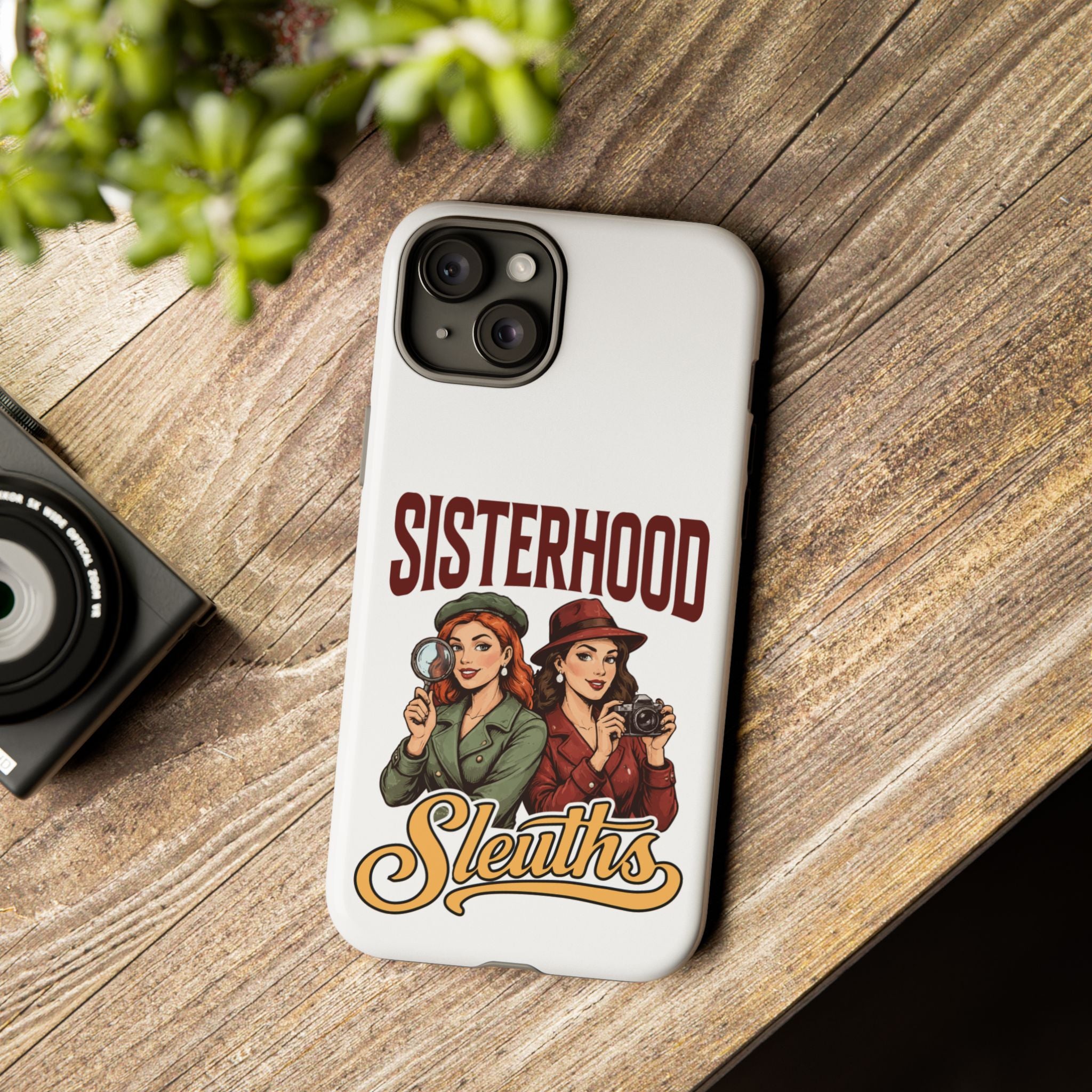 Sisterhood Sleuths Phone Case — Vintage Detective Duo Protective Cover