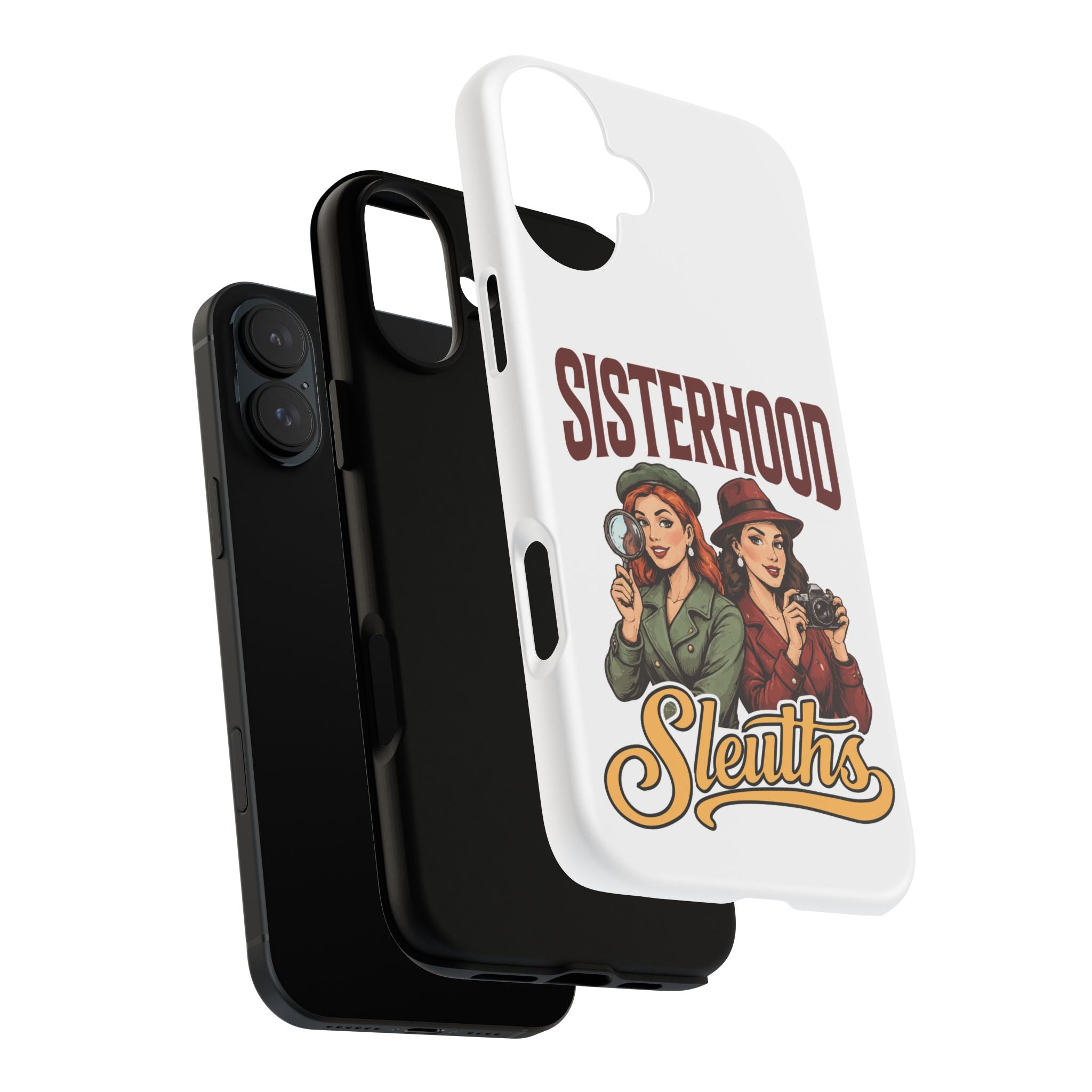 Sisterhood Sleuths Phone Case — Vintage Detective Duo Protective Cover