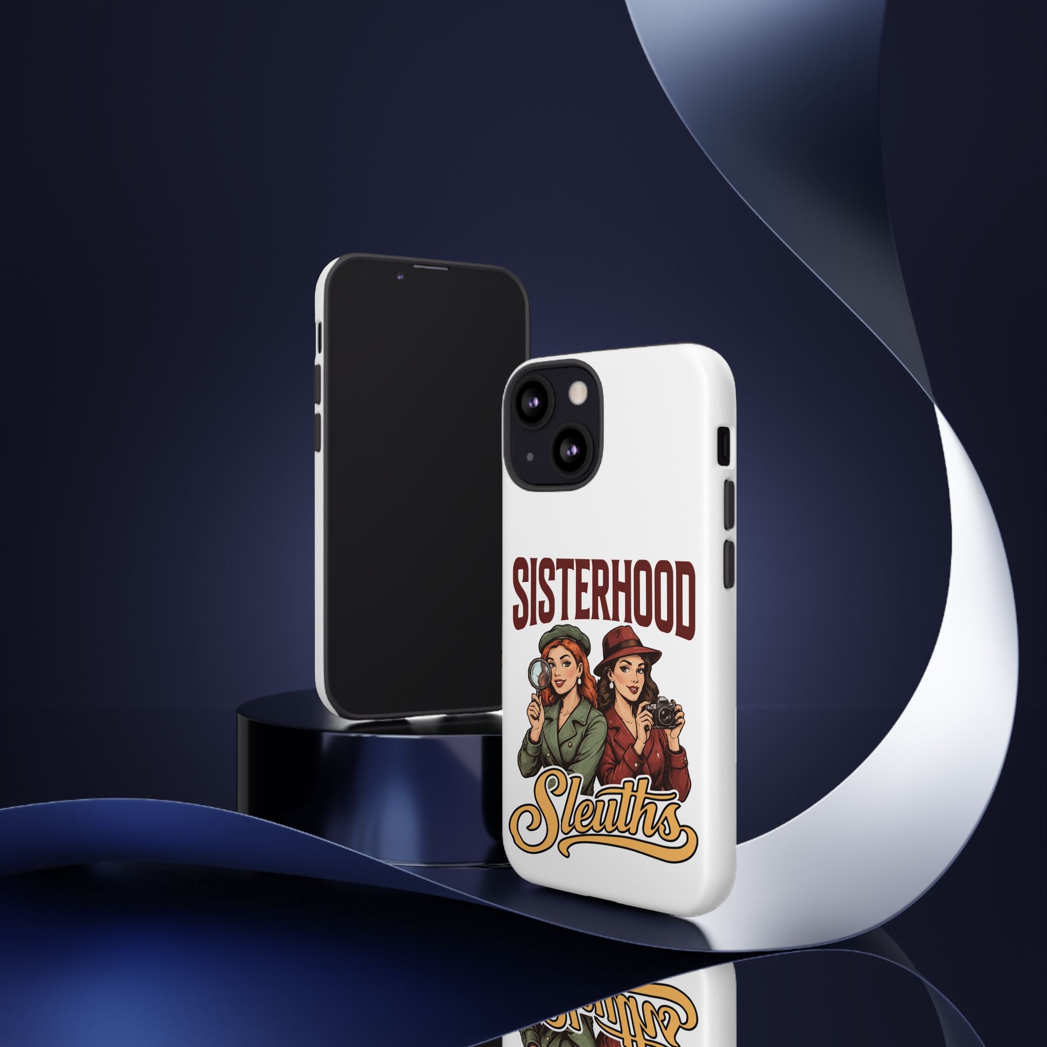 Sisterhood Sleuths Phone Case — Vintage Detective Duo Protective Cover