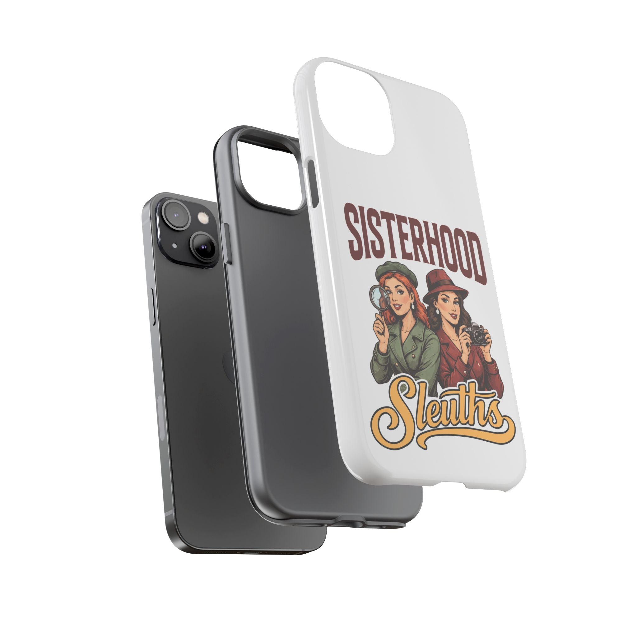 Sisterhood Sleuths Phone Case — Vintage Detective Duo Protective Cover