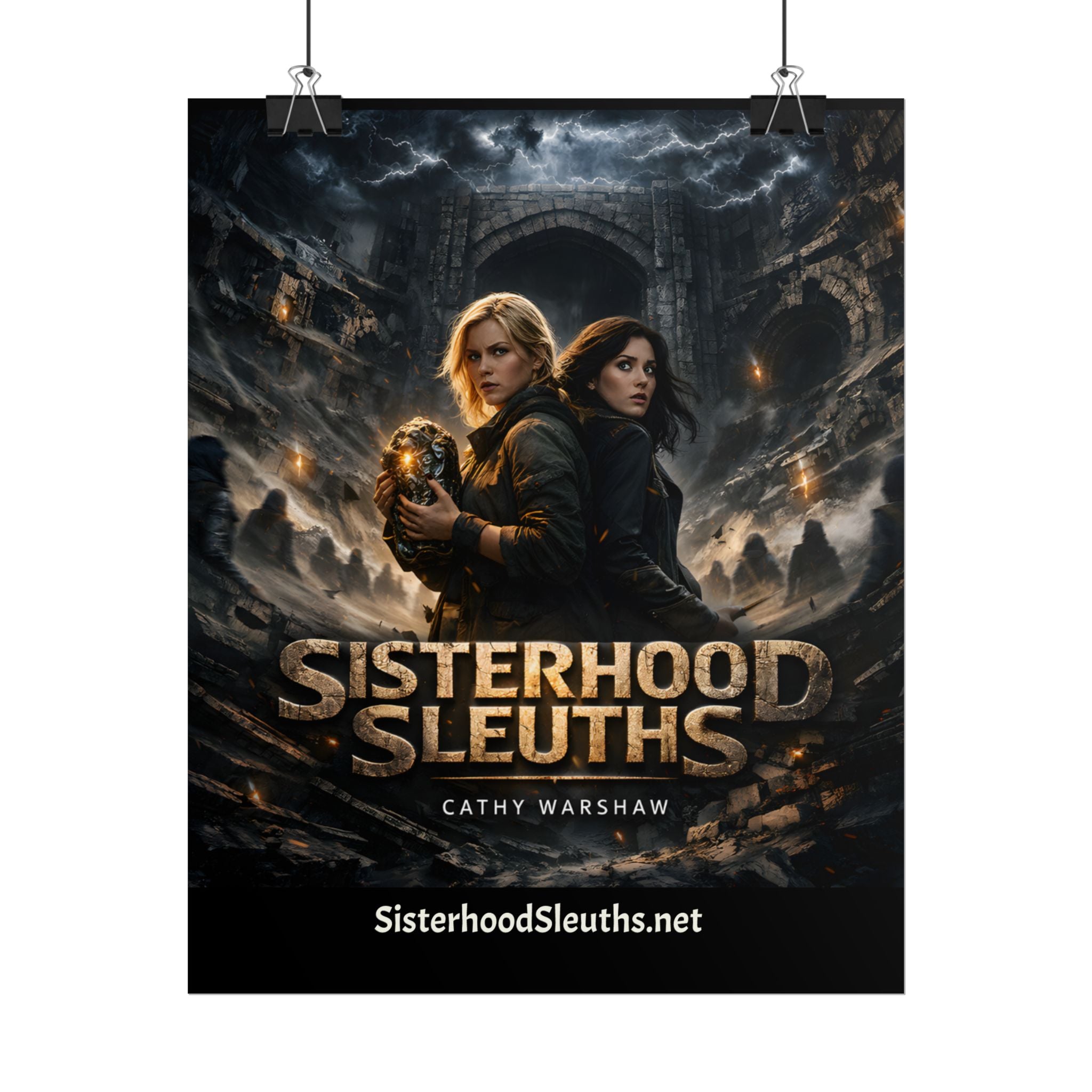 "Sisterhood Sleuths" Action Adventure Book Poster