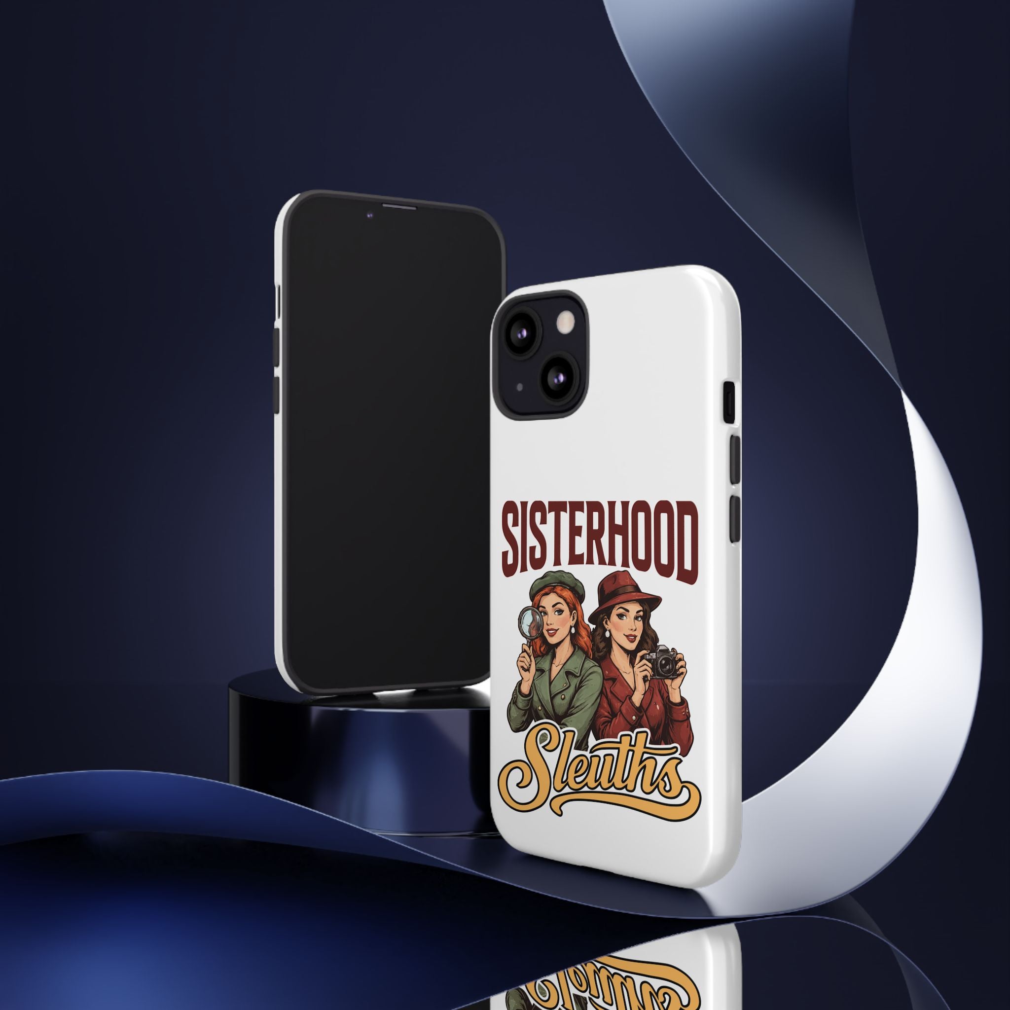 Sisterhood Sleuths Phone Case — Vintage Detective Duo Protective Cover