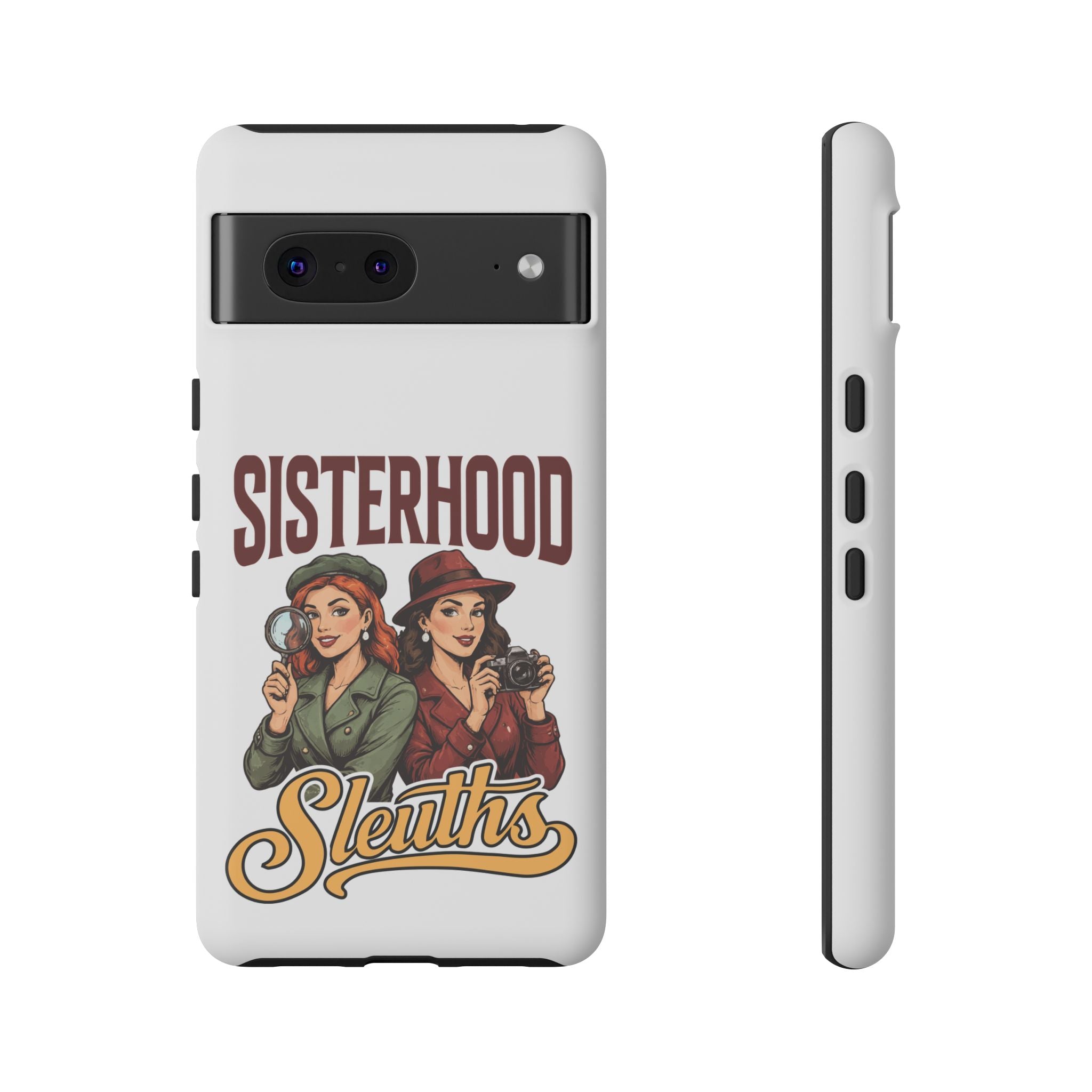 Sisterhood Sleuths Phone Case — Vintage Detective Duo Protective Cover