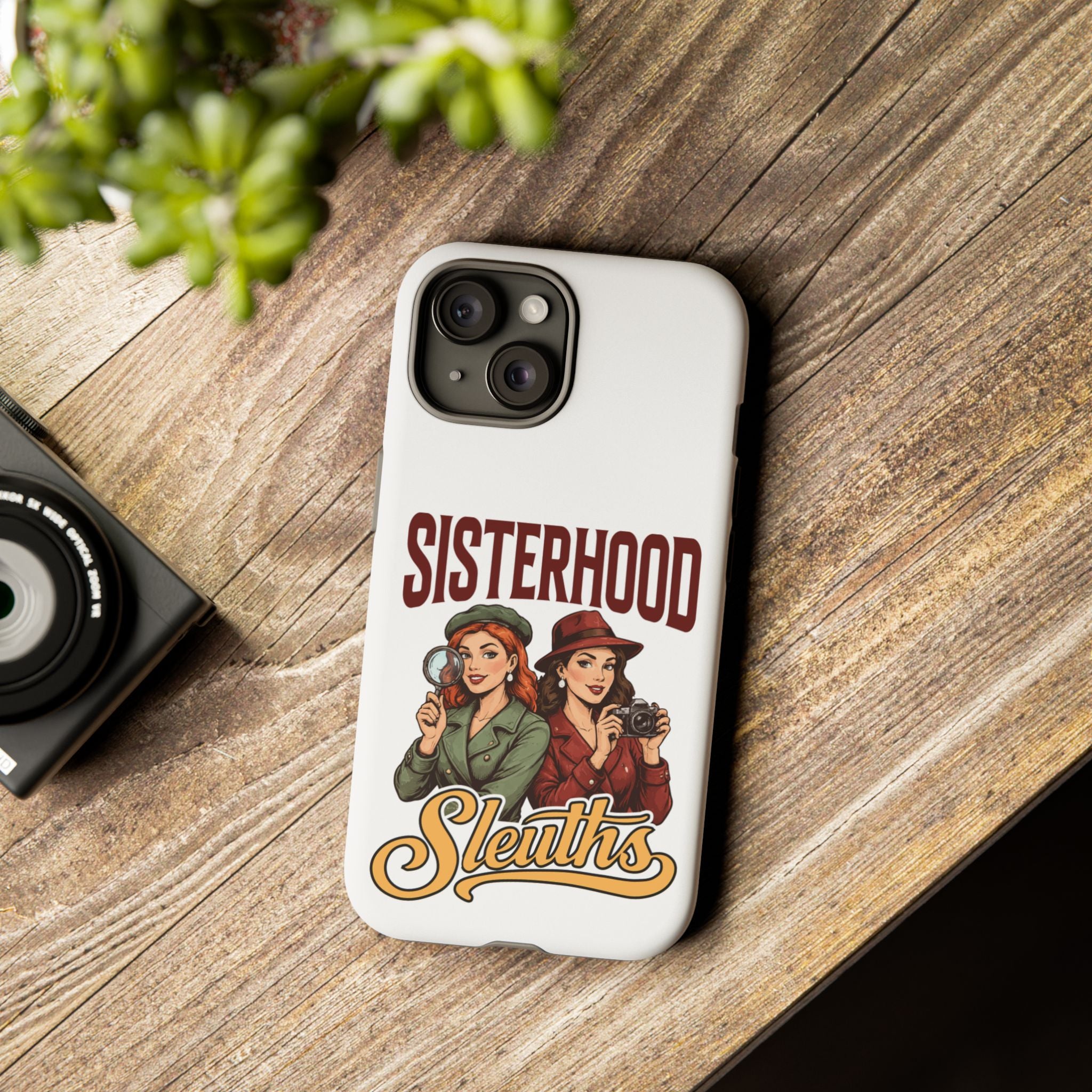Sisterhood Sleuths Phone Case — Vintage Detective Duo Protective Cover