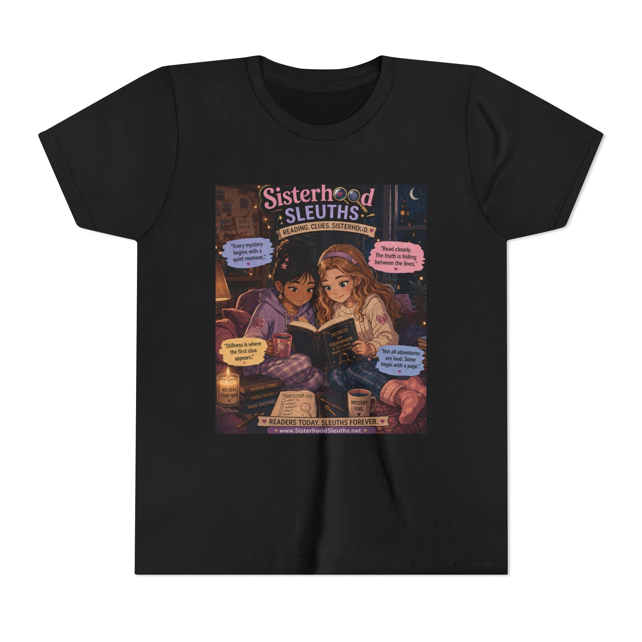 Youth Tee — "Sisterhood Sleuths" Cozy Mystery Book Club Graphic