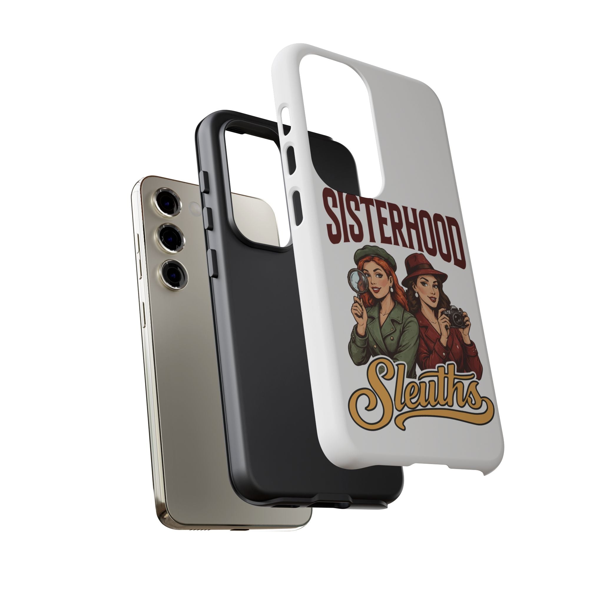 Sisterhood Sleuths Phone Case — Vintage Detective Duo Protective Cover