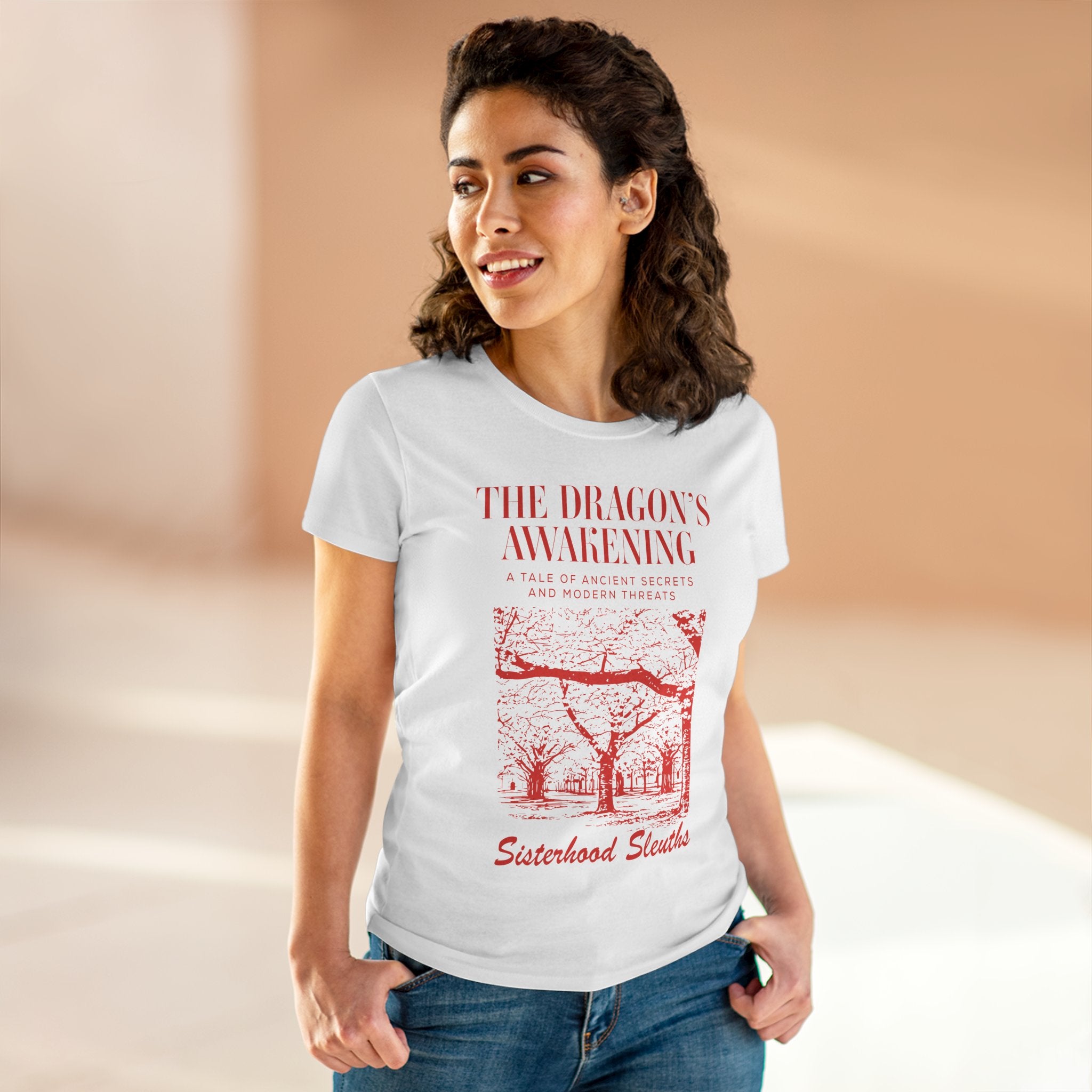 The Dragon’s Awakening Sisterhood Sleuths Tee — Vintage Mystery Book Cover Graphic Shirt