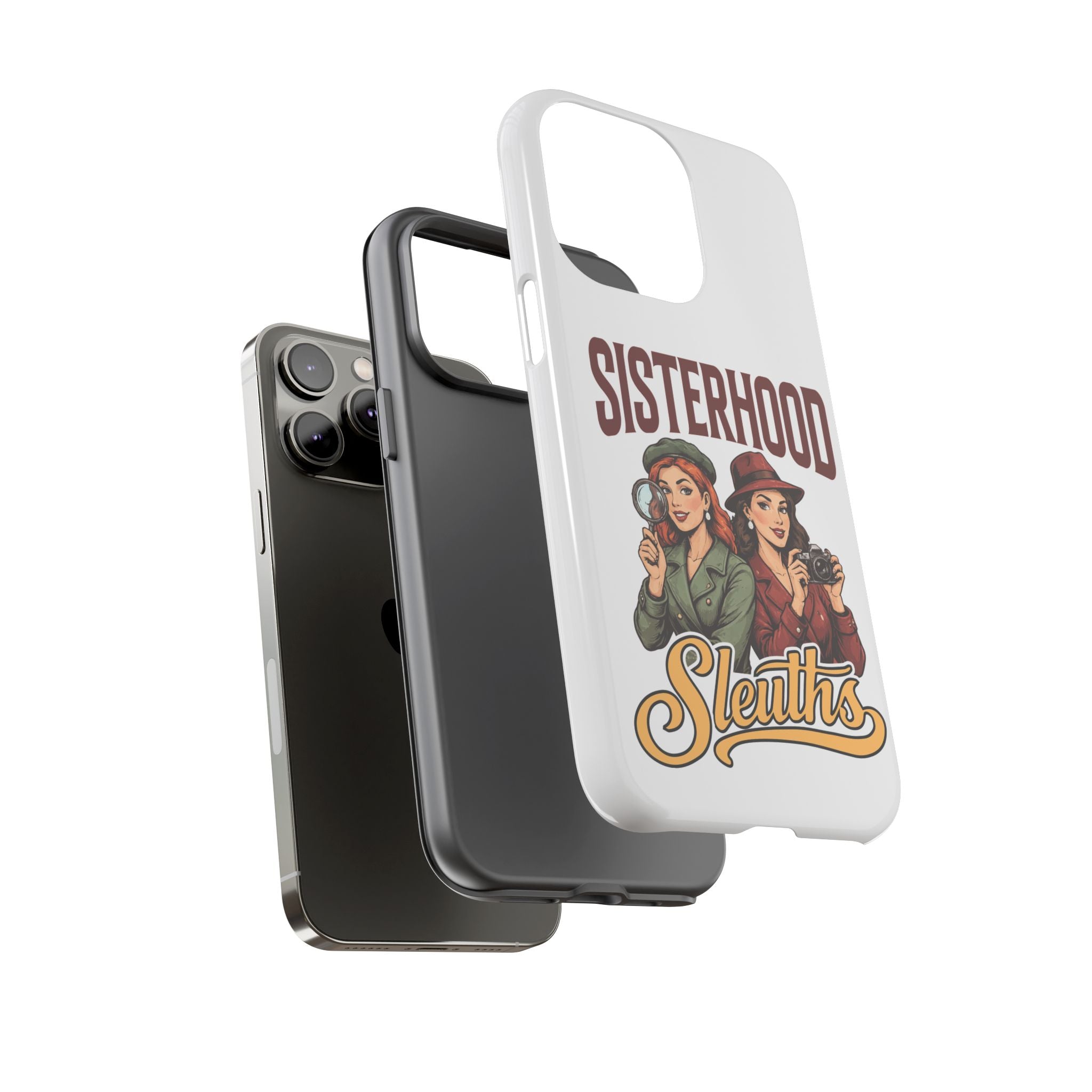 Sisterhood Sleuths Phone Case — Vintage Detective Duo Protective Cover