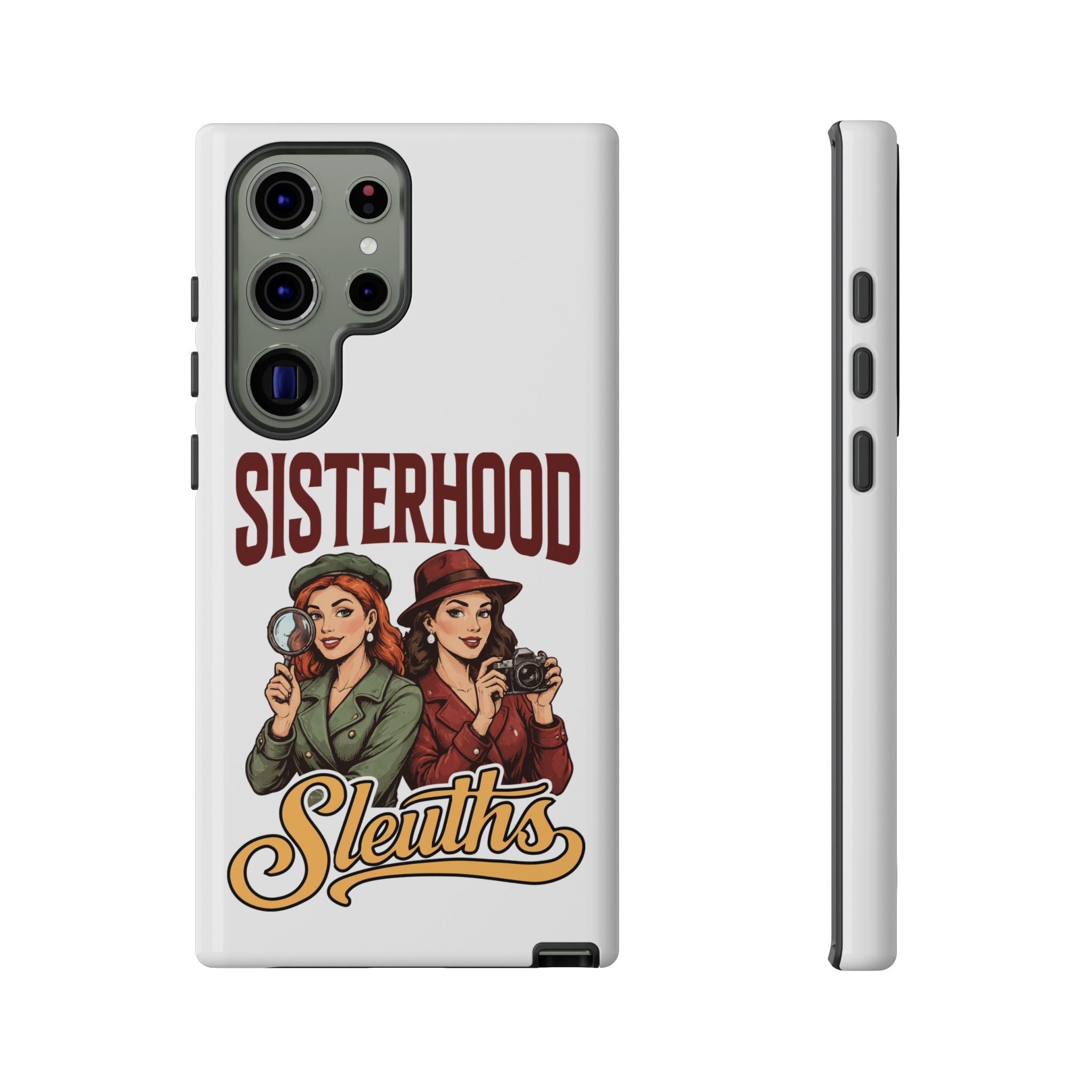 Sisterhood Sleuths Phone Case — Vintage Detective Duo Protective Cover