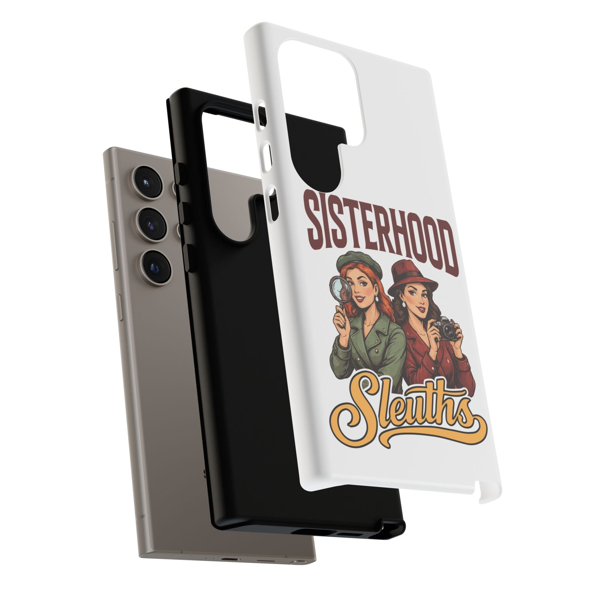 Sisterhood Sleuths Phone Case — Vintage Detective Duo Protective Cover