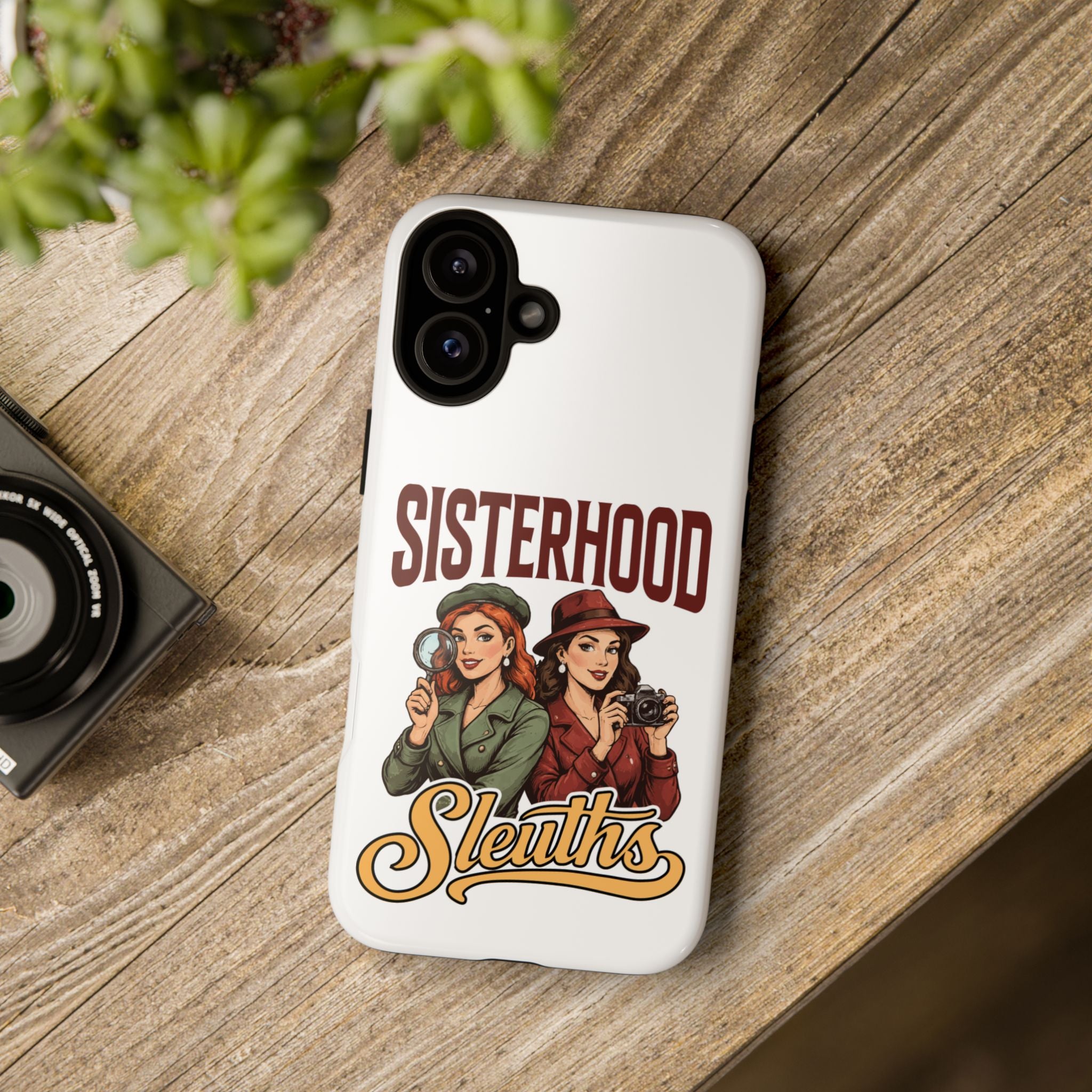 Sisterhood Sleuths Phone Case — Vintage Detective Duo Protective Cover