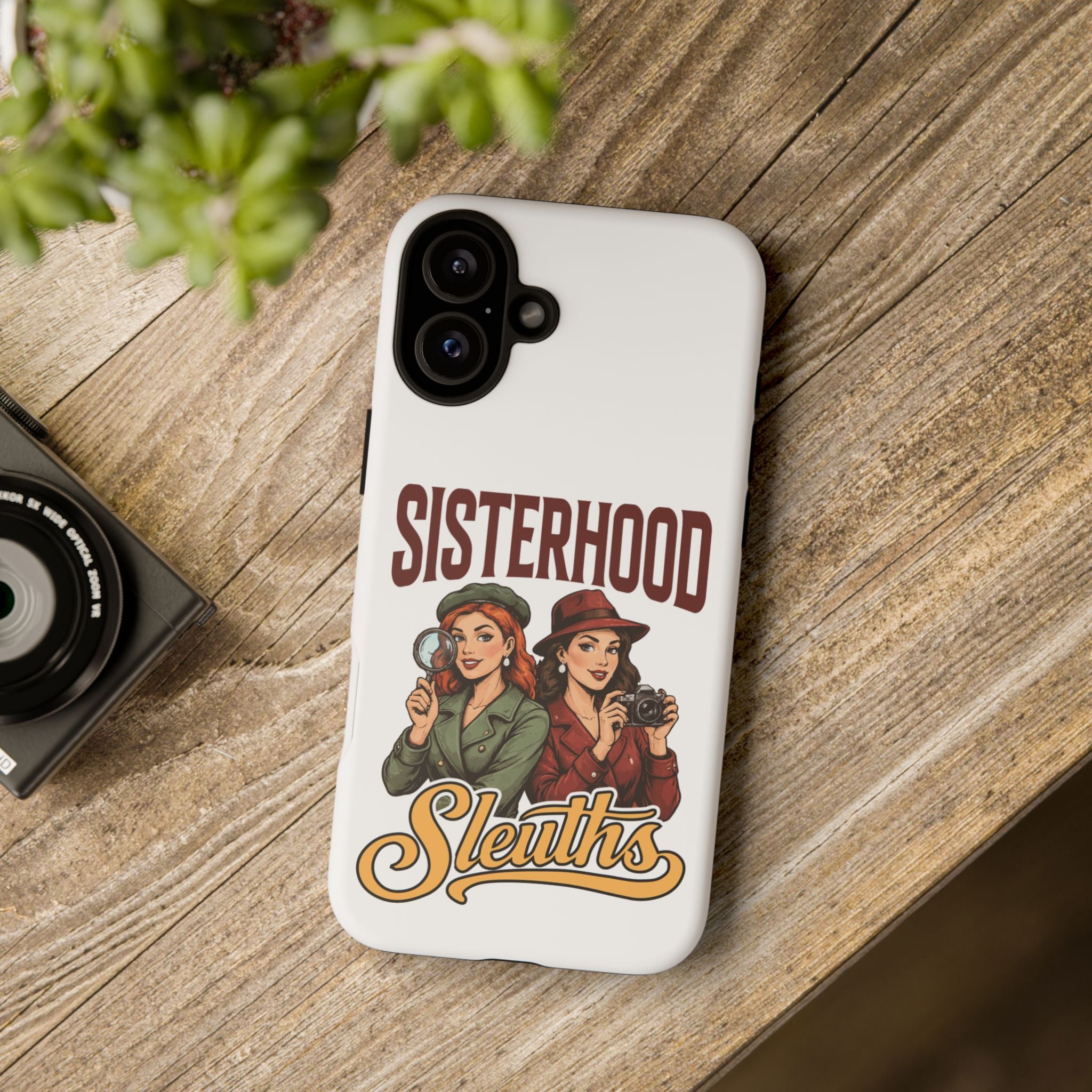 Sisterhood Sleuths Phone Case — Vintage Detective Duo Protective Cover