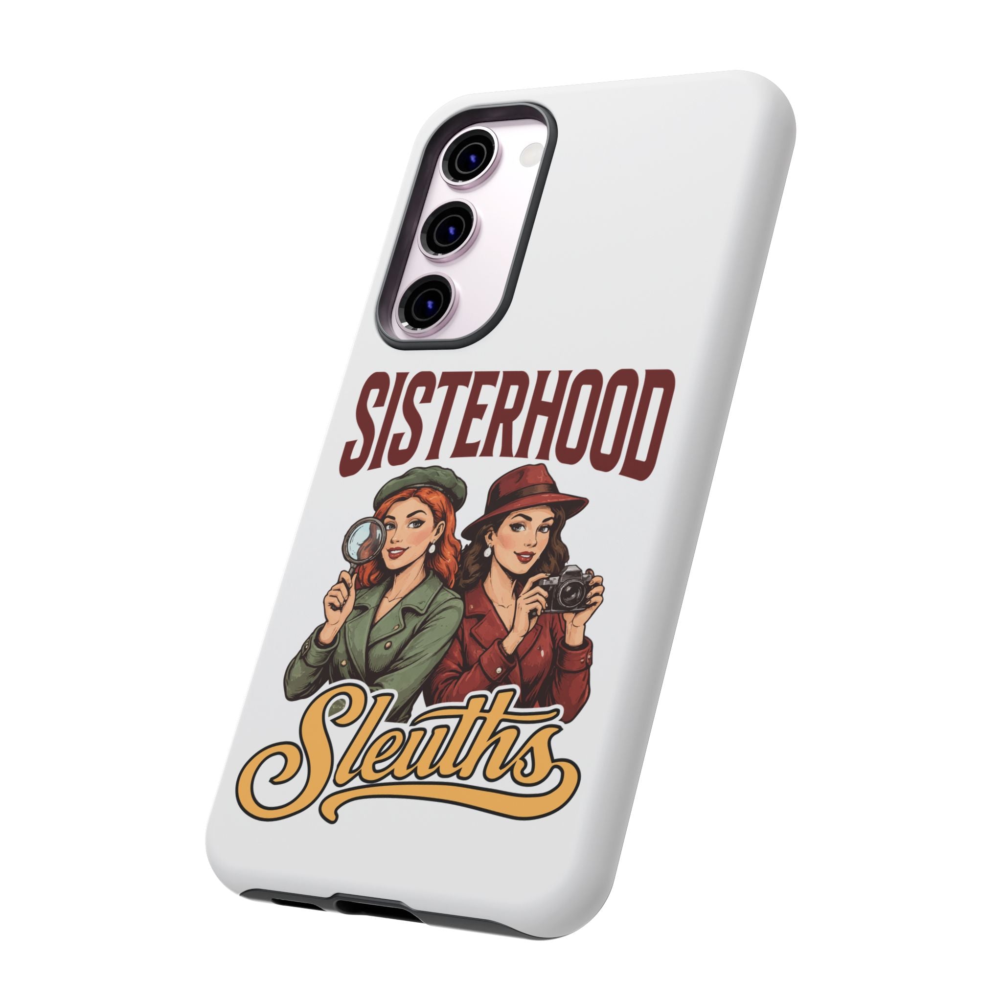 Sisterhood Sleuths Phone Case — Vintage Detective Duo Protective Cover