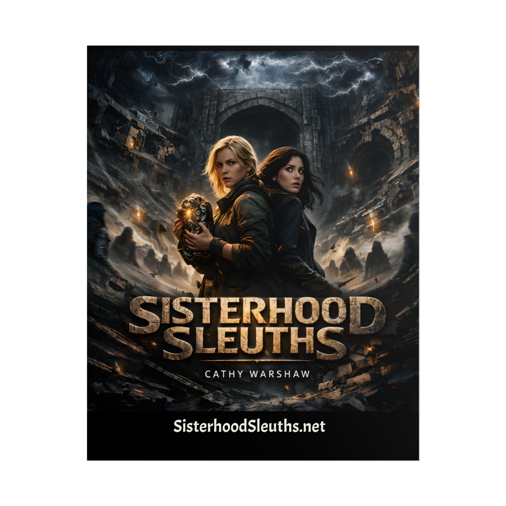 "Sisterhood Sleuths" Action Adventure Book Poster