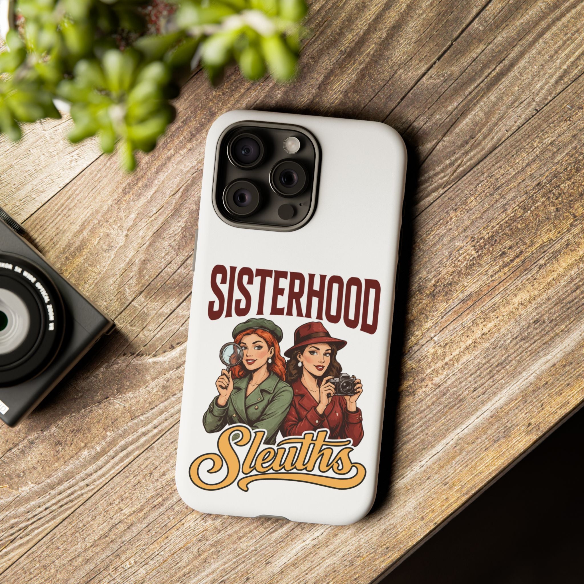 Sisterhood Sleuths Phone Case — Vintage Detective Duo Protective Cover