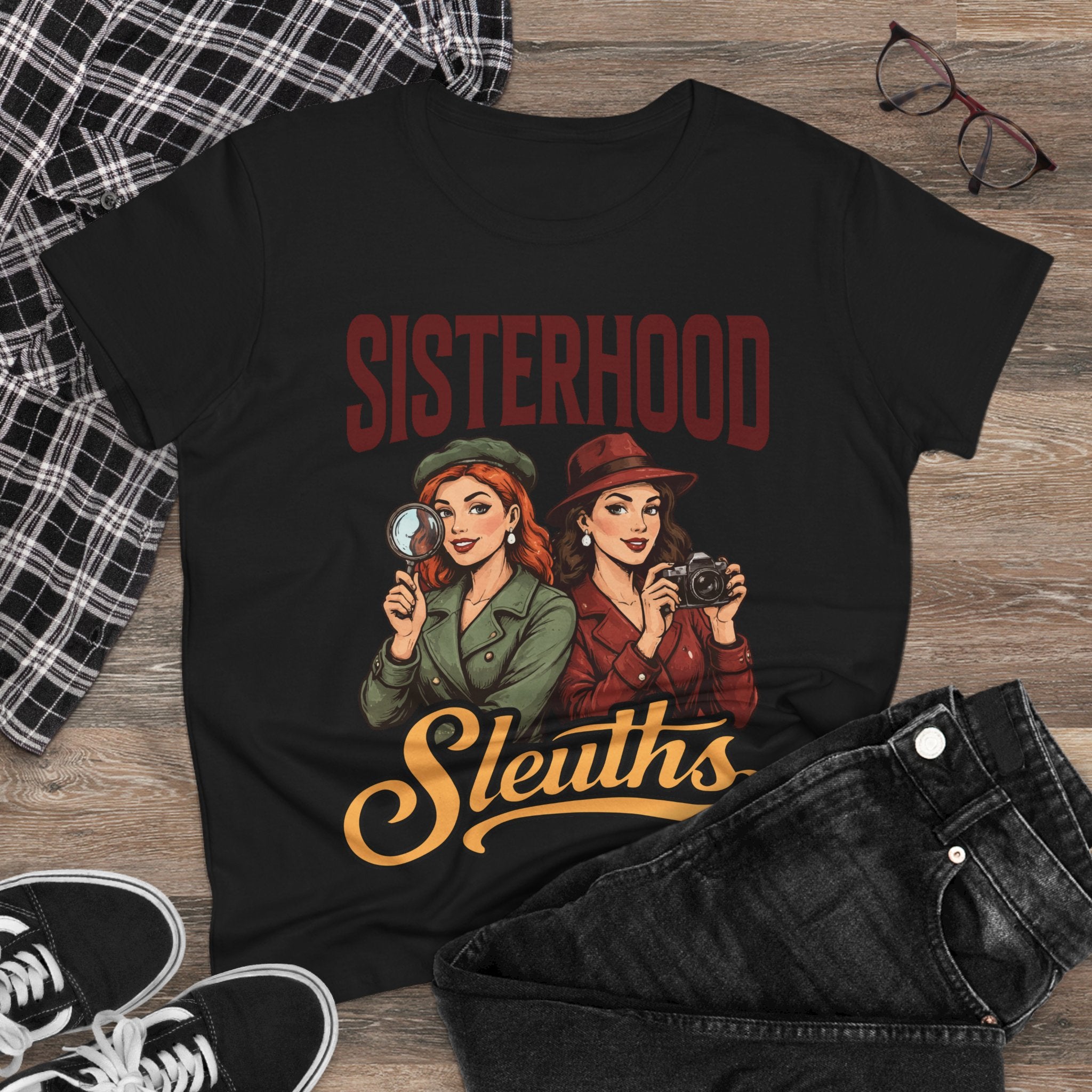 Sisterhood Sleuths Tee — Vintage Women Detectives Graphic T‑Shirt