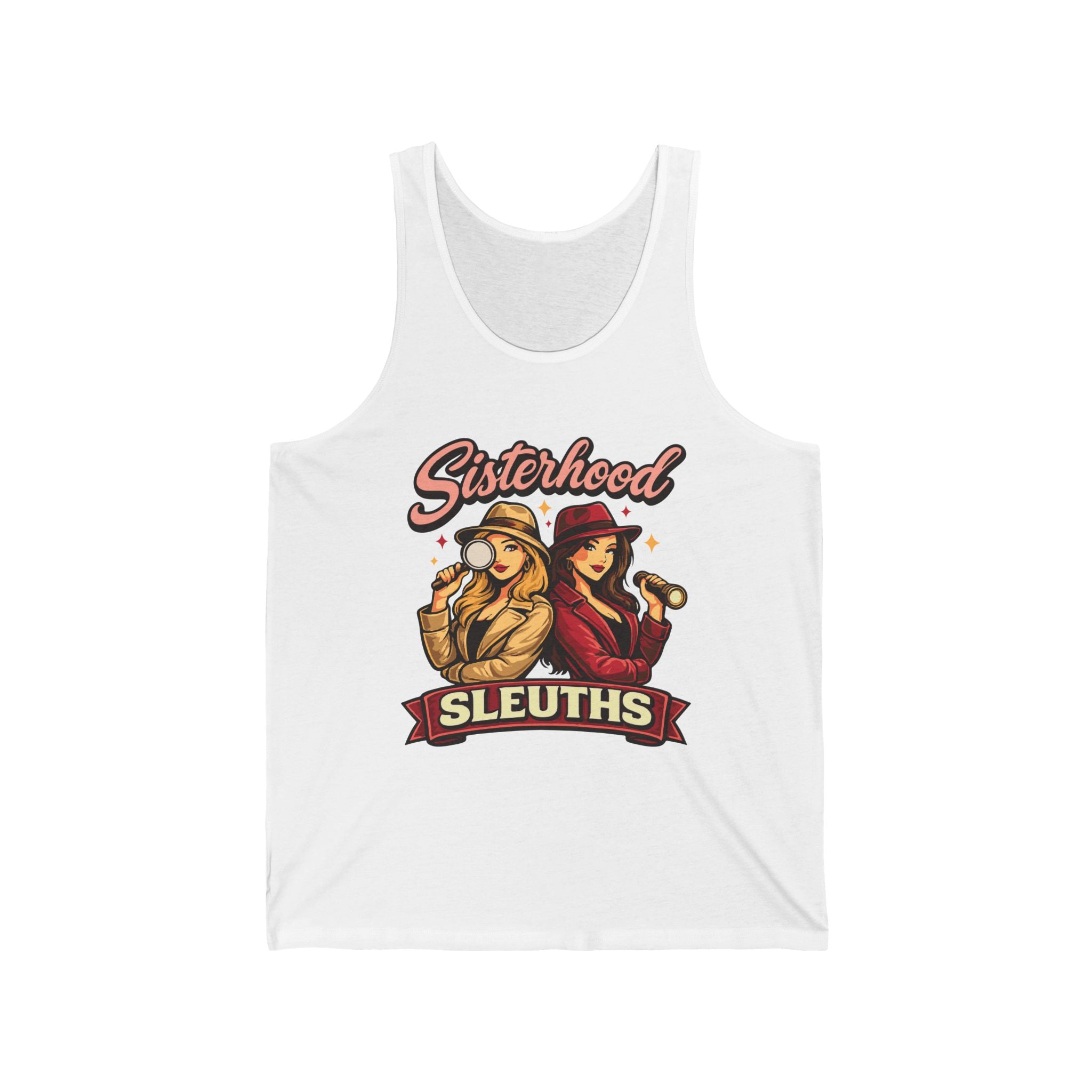 Sisterhood Sleuths Tank Top – Vintage Female Detective Graphic Tank